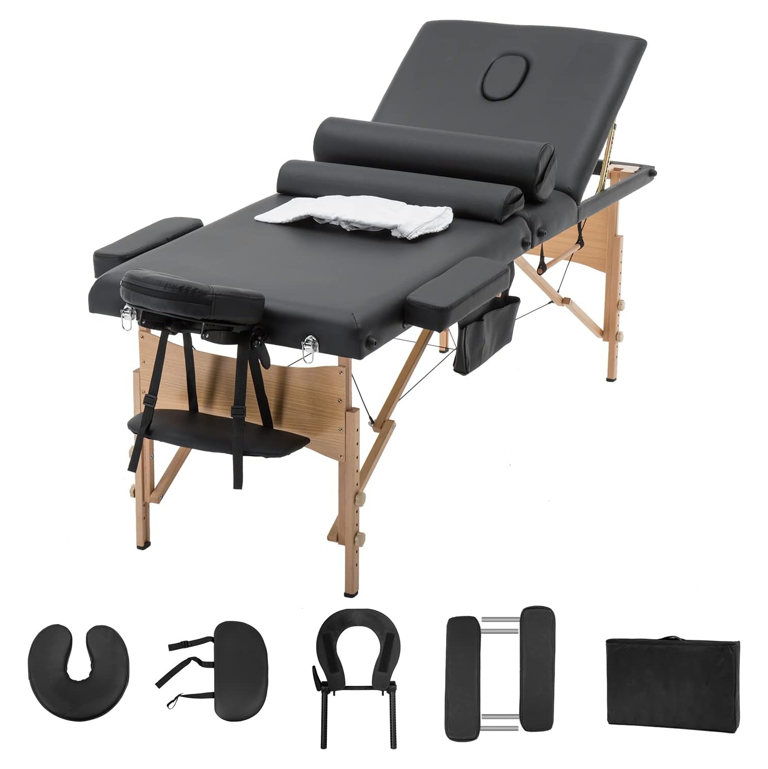 Massage Table Portable Massage Table Spa Bed 84 Inch 3 Fold Lash Bed Adjustable Height Salon Bed Portable Facial Table with Carrying Travel Case