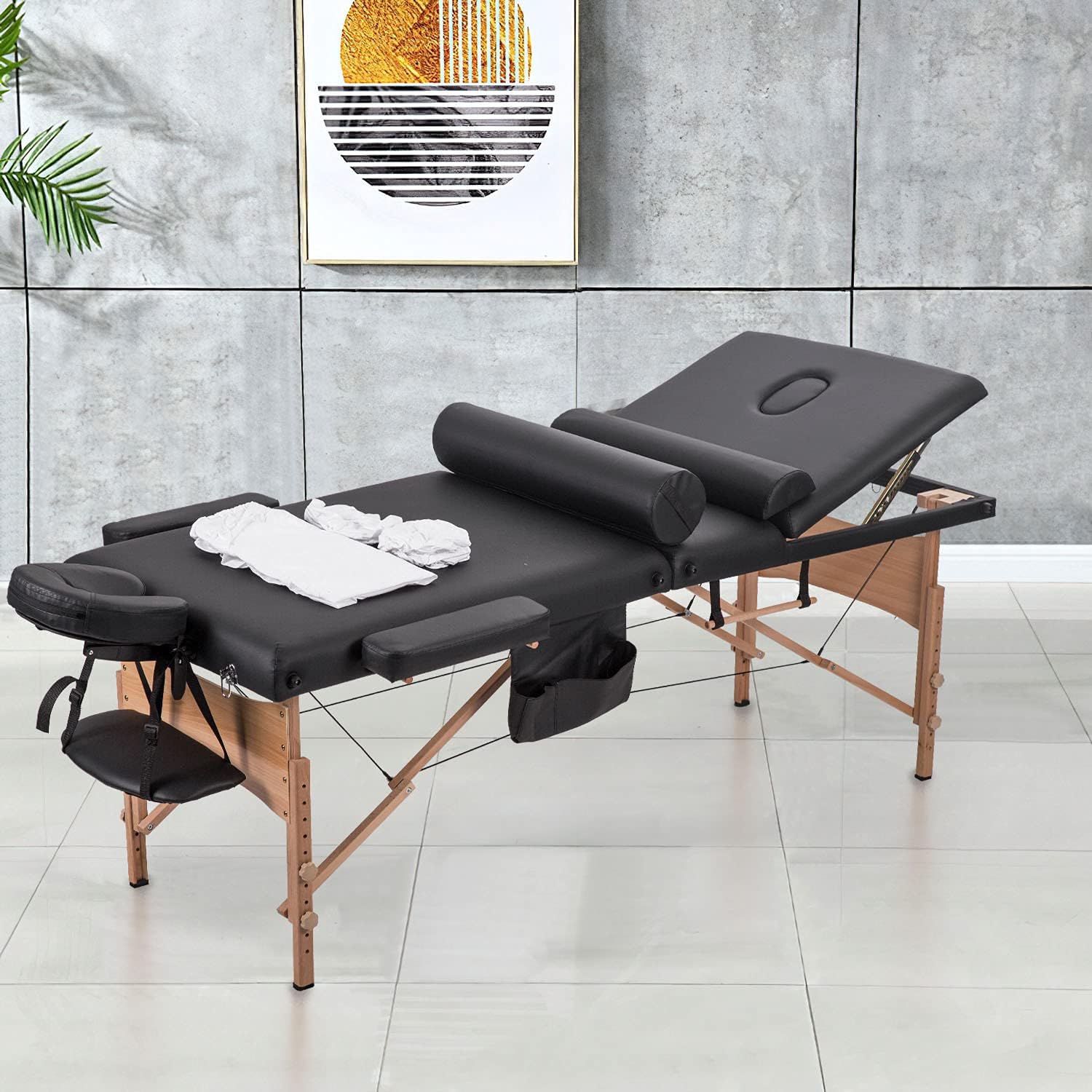 Massage Table Portable Massage Table Spa Bed 84 Inch 3 Fold Lash Bed Adjustable Height Salon Bed Portable Facial Table with Carrying Travel Case