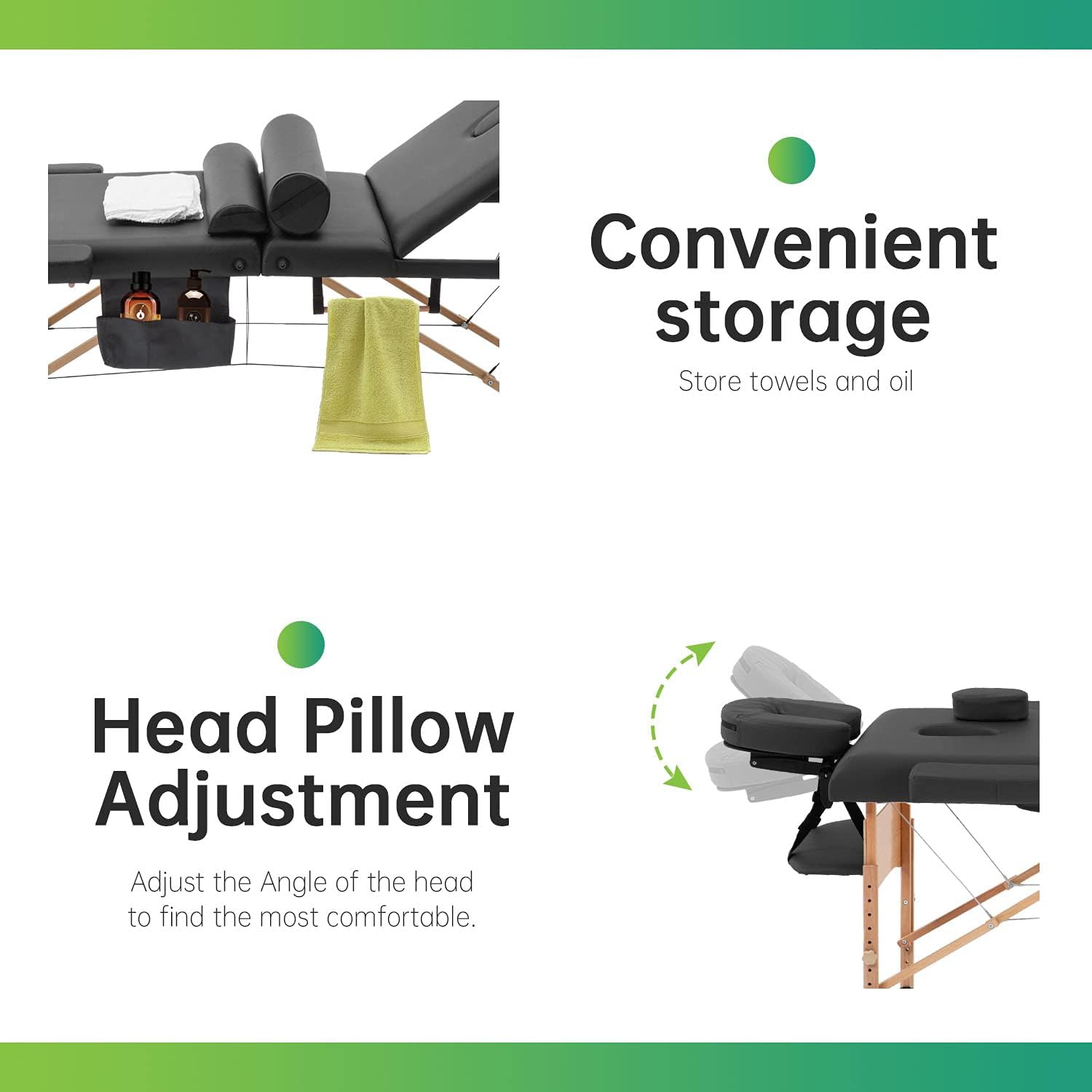 Massage Table Portable Massage Table Spa Bed 84 Inch 3 Fold Lash Bed Adjustable Height Salon Bed Portable Facial Table with Carrying Travel Case