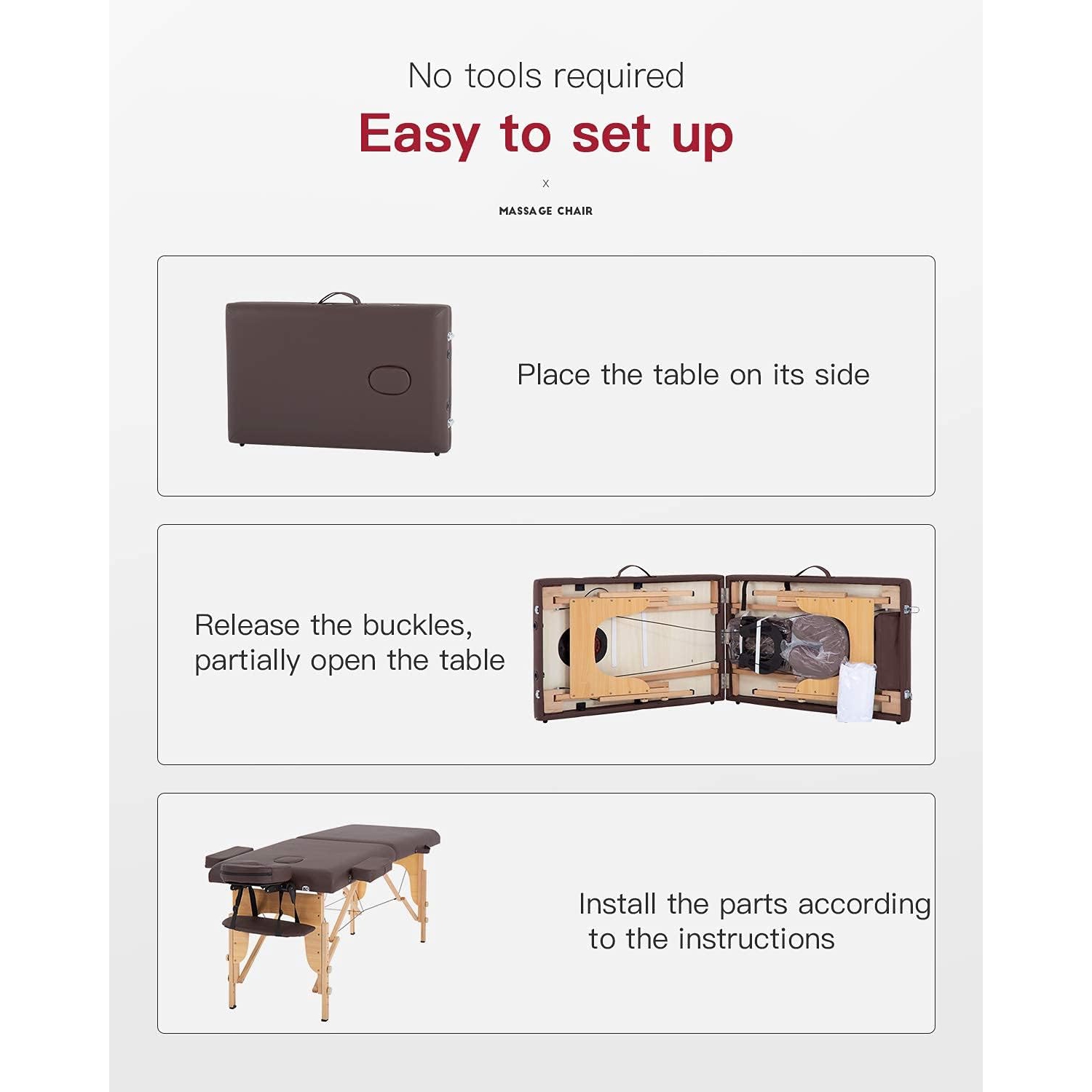 Table de massage lit spa lit de massage portable 84 po long 3 pliable avec étui de transport Table Heigh lit de salon ajustable face lit-berceau