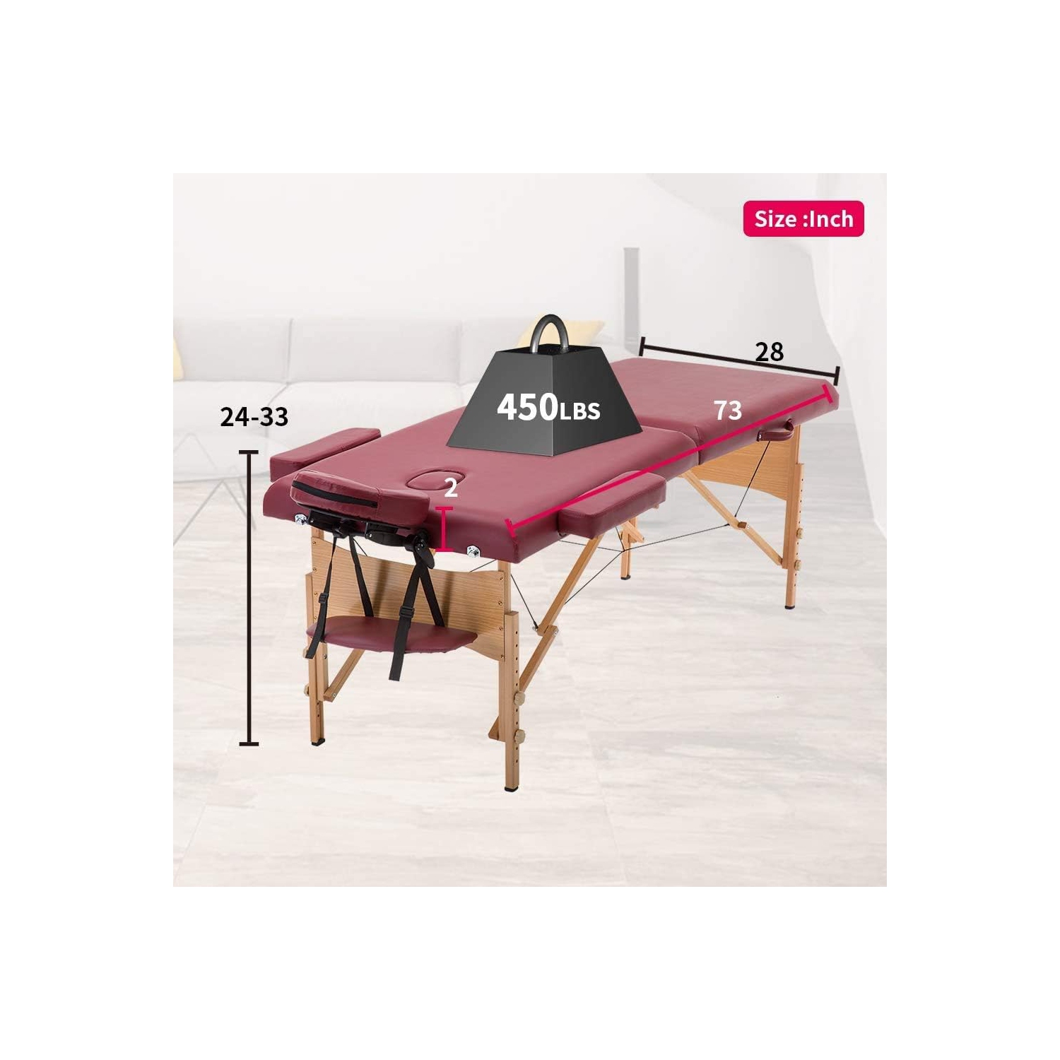 Massage Table Portable Massage Bed Spa Bed 84 Inches Long 28 Inchs Wide Hight Adjustable Massage Table 4 Folding Massage Bed Spa Bed Facial Cradle