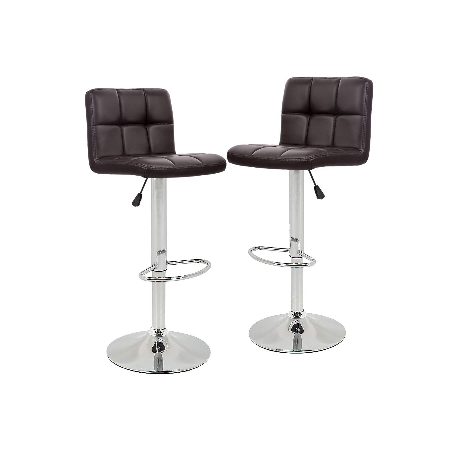 Ensemble de 2 tabourets de bar pivotants en cuir pu pour tabourets de bar de cuisine hauteur réglable chaise de salle à manger avec dossier