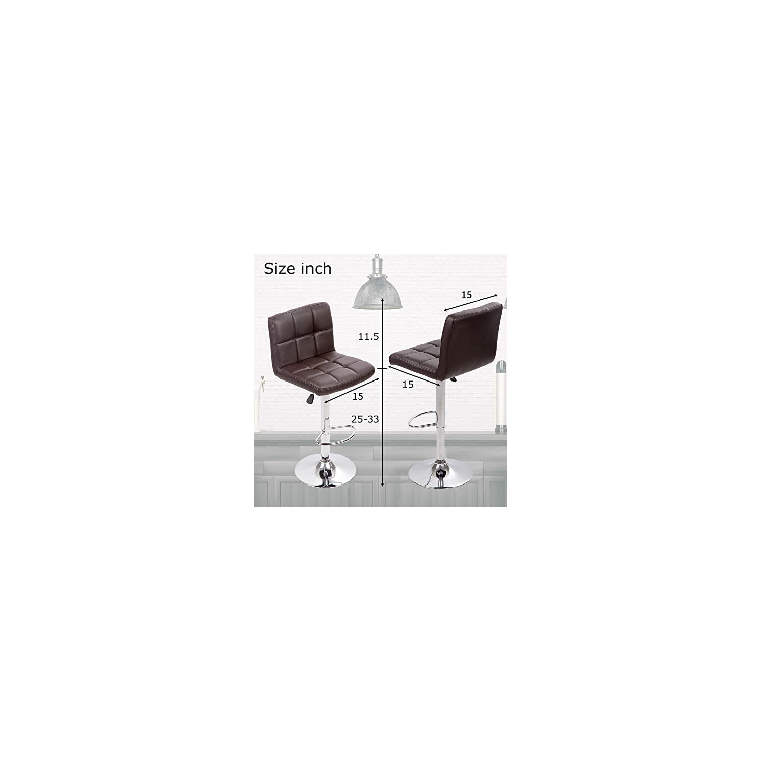 Ensemble de 2 tabourets de bar pivotants en cuir pu pour tabourets de bar de cuisine hauteur réglable chaise de salle à manger avec dossier