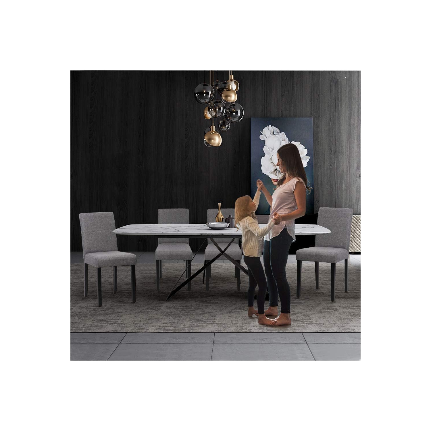 Dining Chairs Dining Room Chairs Parsons Chair Kitchen Chairs Set of 4 for Home Kitchen Living Room, Grey