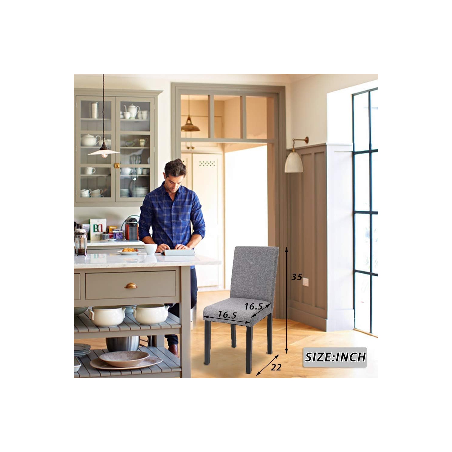 Dining Chairs Dining Room Chairs Parsons Chair Kitchen Chairs Set of 4 for Home Kitchen Living Room, Grey