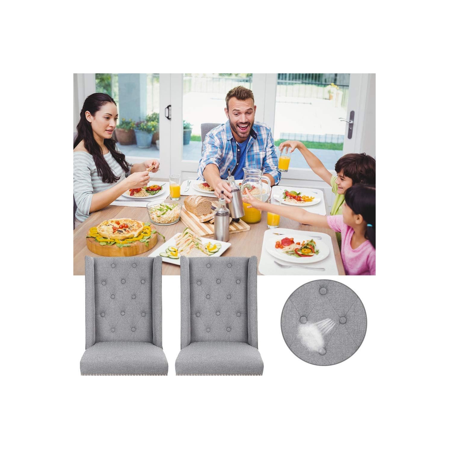 Ensemble de 2 chaises de salle à manger pour le salon chaises de cuisine chaise moderne de milieu de siècle chaises de salle à manger recouvertes