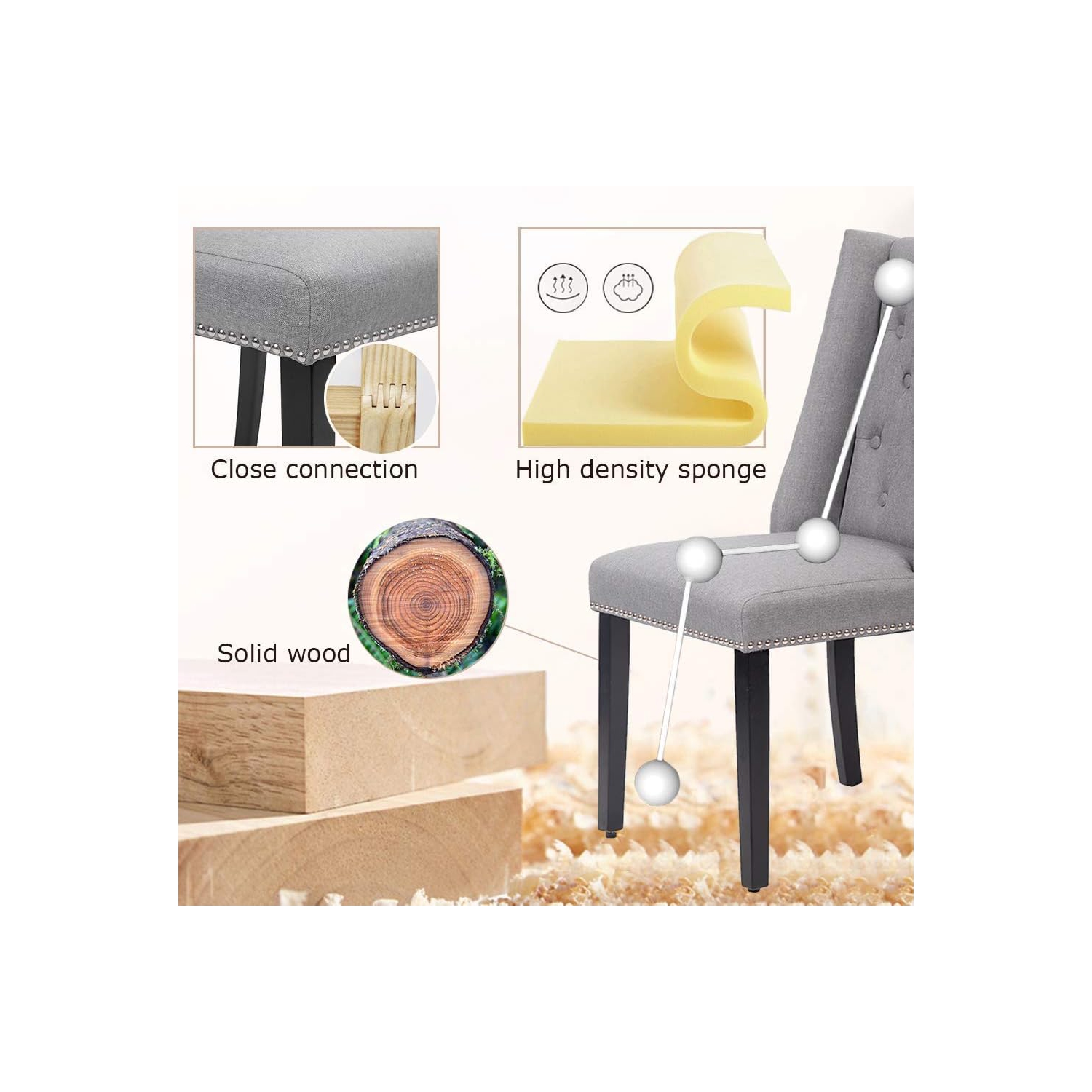 Ensemble de 2 chaises de salle à manger pour le salon chaises de cuisine chaise moderne de milieu de siècle chaises de salle à manger recouvertes