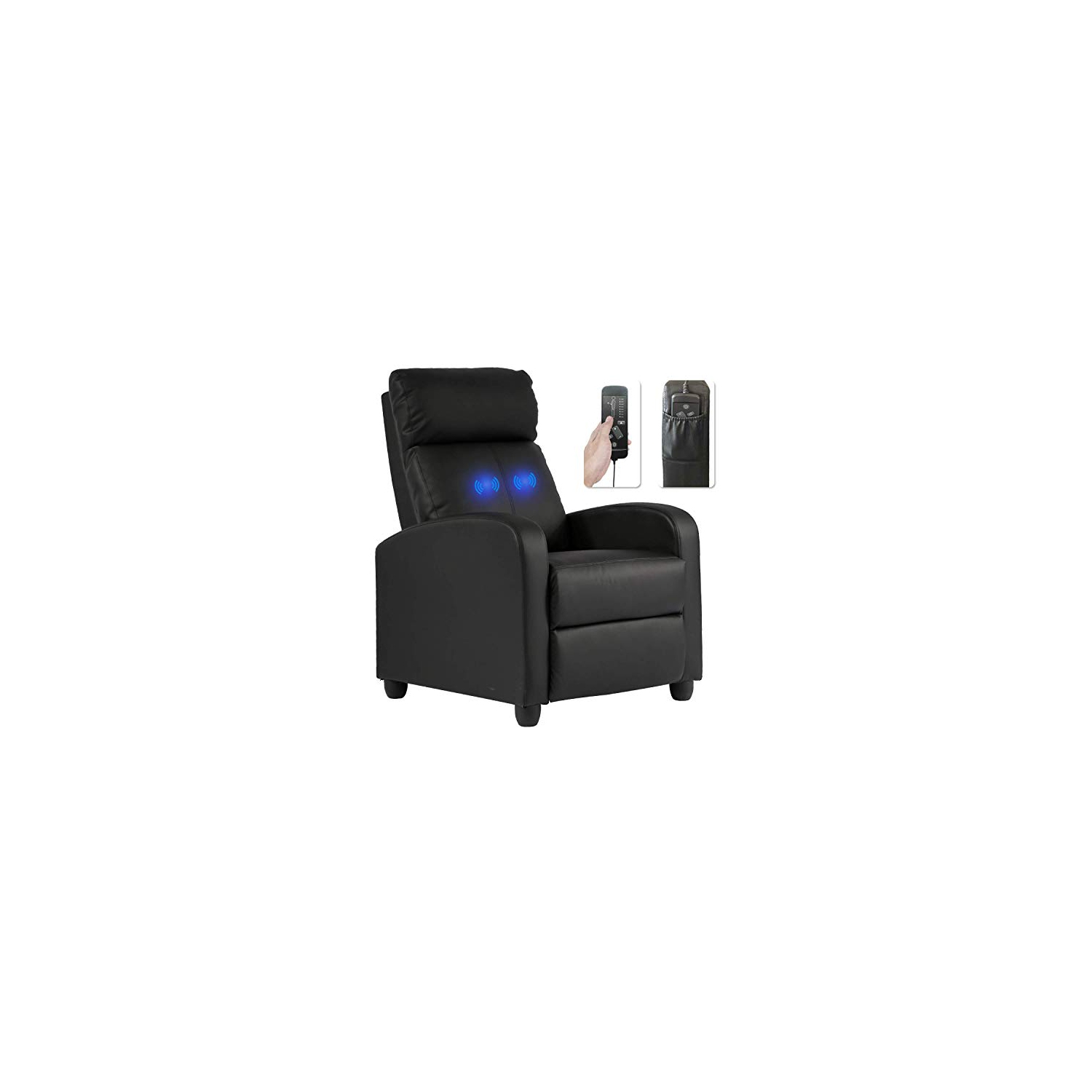 Recliner Chair for Living Room Massage Recliner Sofa Reading Chair Winback Single Sofa Home Theater Seating Modern Reclining Chair Easy Lounge with PU Leather Padded Seat Backrest