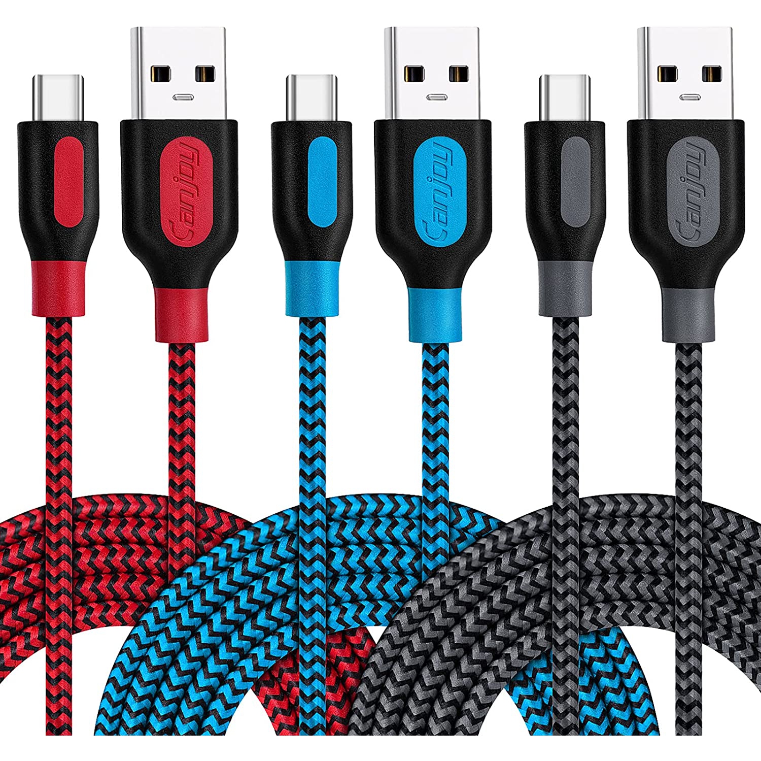 USB Type C Cable, 3 Pack 10ft Braided Type C Charger Fast Charging Cord Compatible Samsung Galaxy S10 S10+ S10e