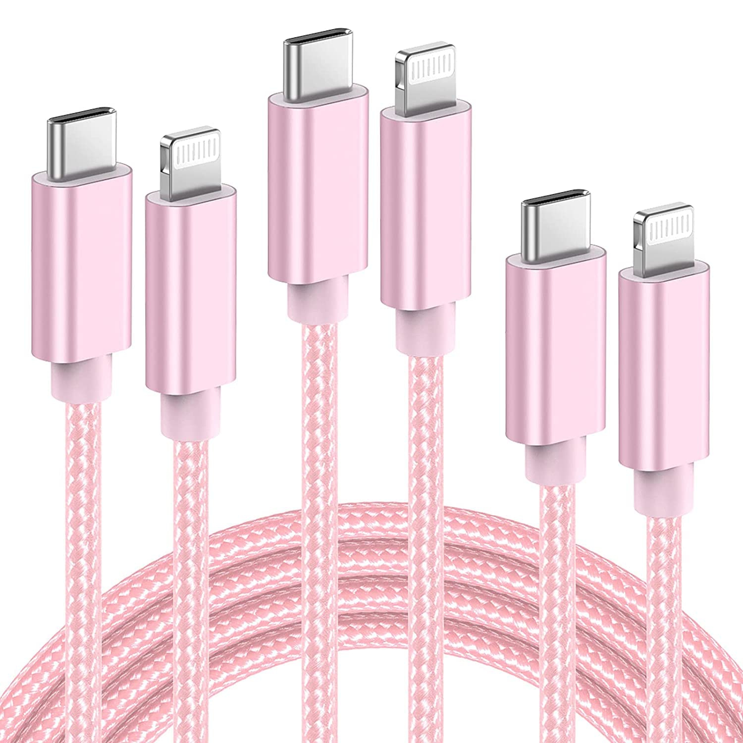 USB C to Lightning Cable MFi Certified, 3Pack 3/6/10Ft iPhone Cable, Premium Nylon Braid USB Type C Fast