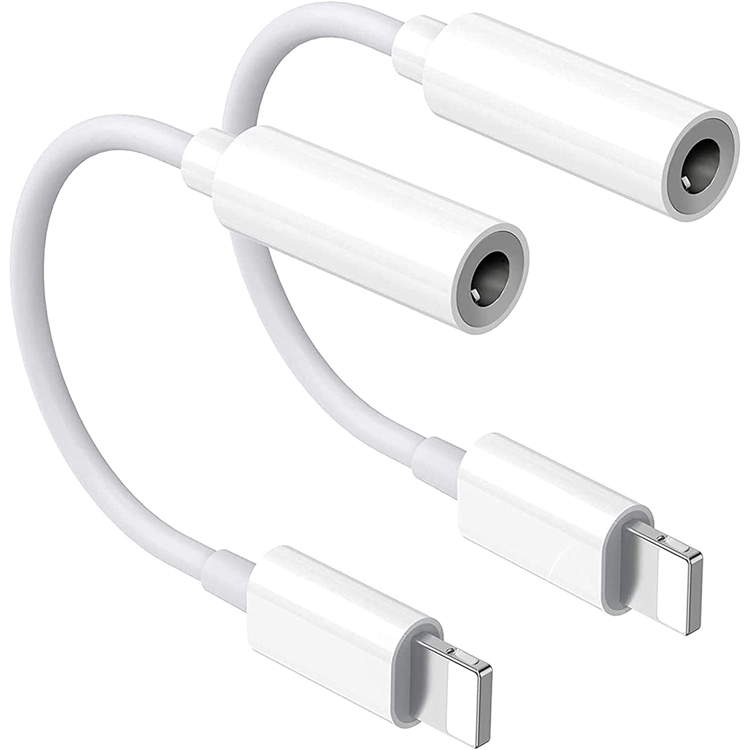 2 Pack Apple MFi Certified Lightning to 3.5mm Headphone Jack Adapter, iPhone to 3.5mm Aux Jack Dongle Audio Cable