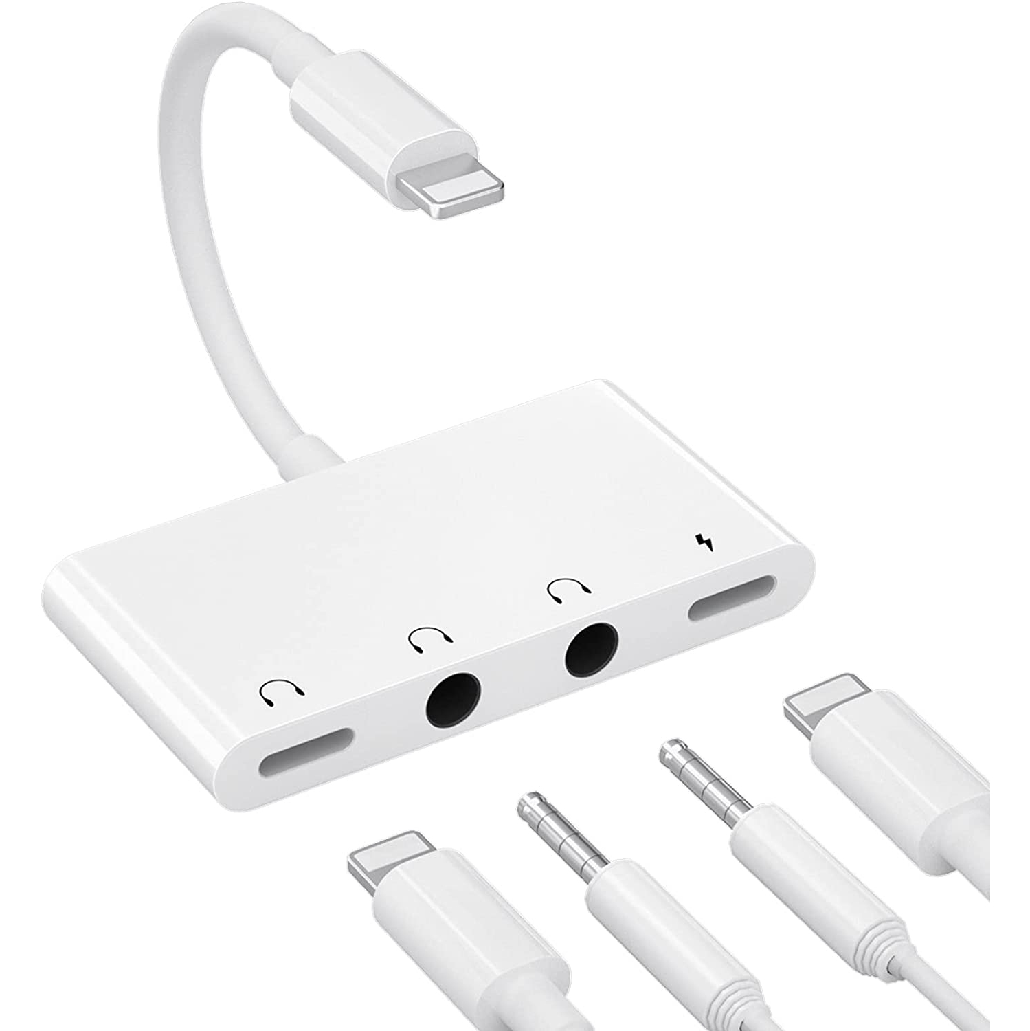 iPhone Headphone Adapter with Charge,Dual 3.5mm Headphone Jack Splitter,Compatible with iPhone13/12/11/11Pro/XR/XS/X,