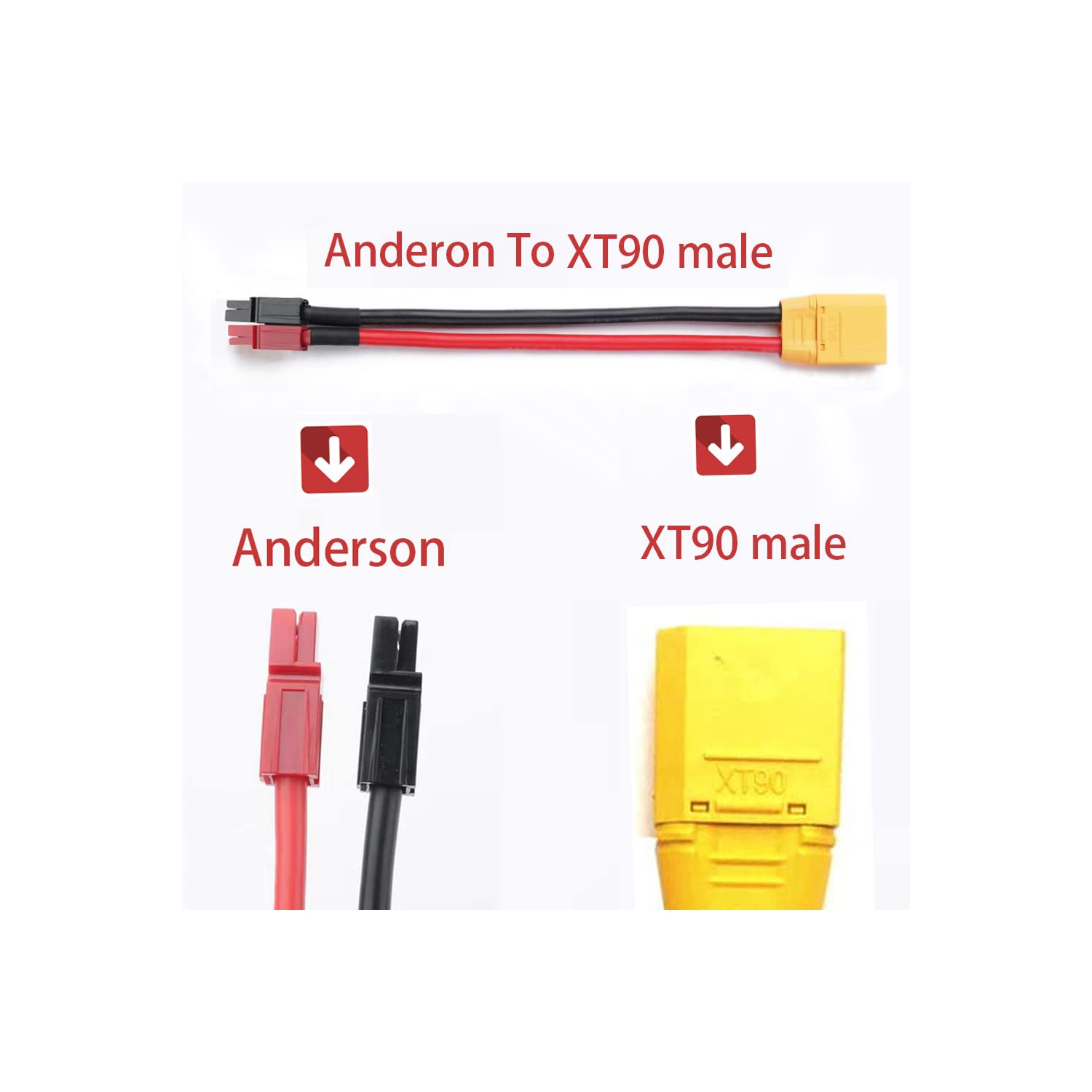 Adapter with Cable Anderson to XT60 Adapter/Anderson to XT90 Adapter / XT90  to XT60 Adapter/Anderson to Bullet Plug Cable (Anderson to XT60) :  : Sports, Fitness & Outdoors