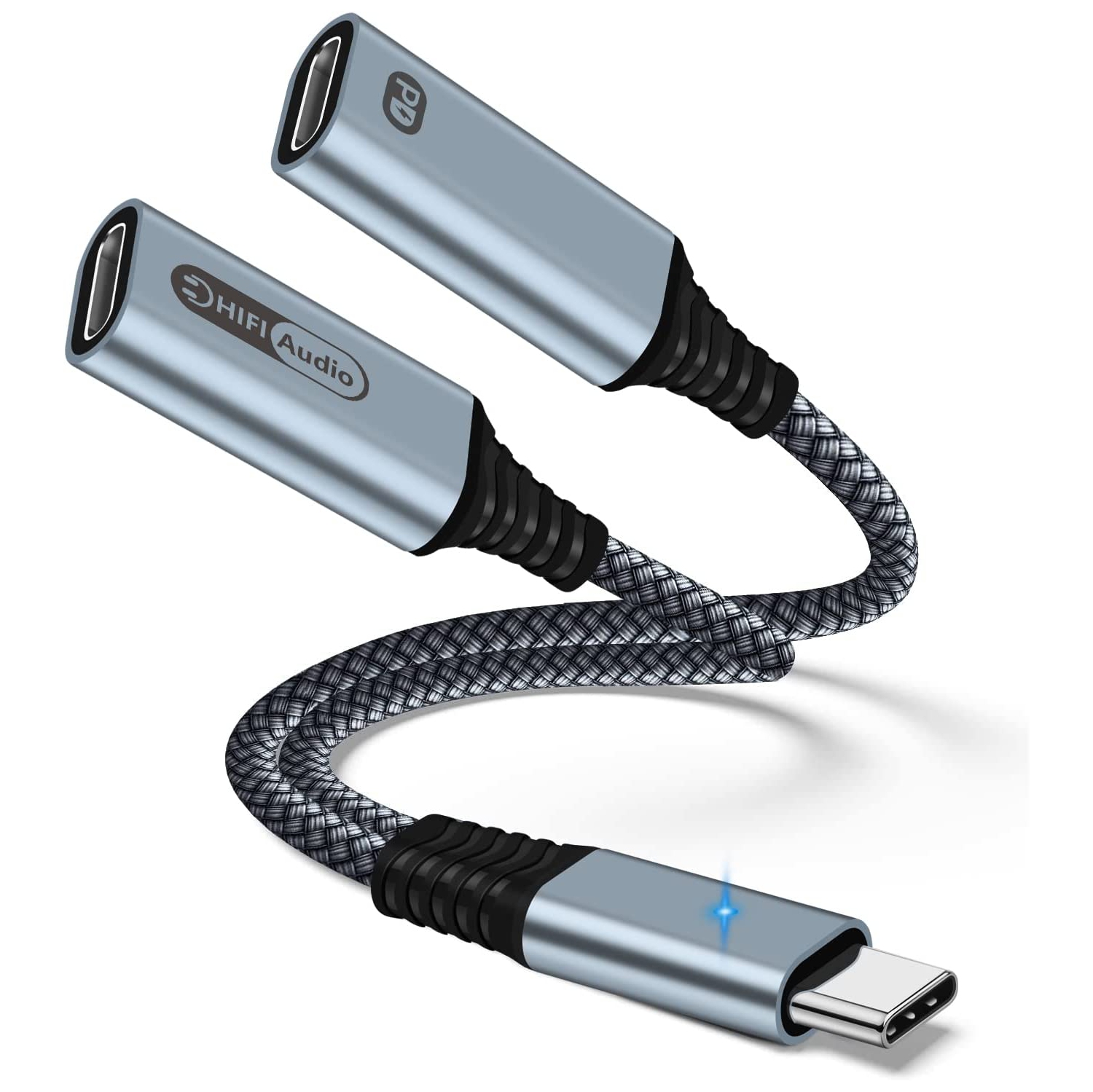 Répartiteur USB-C, deux ports USB-C pour écouteurs et adaptateur de  chargeur avec chargement rapide PD 60 W, compatible DAC haute  résolution