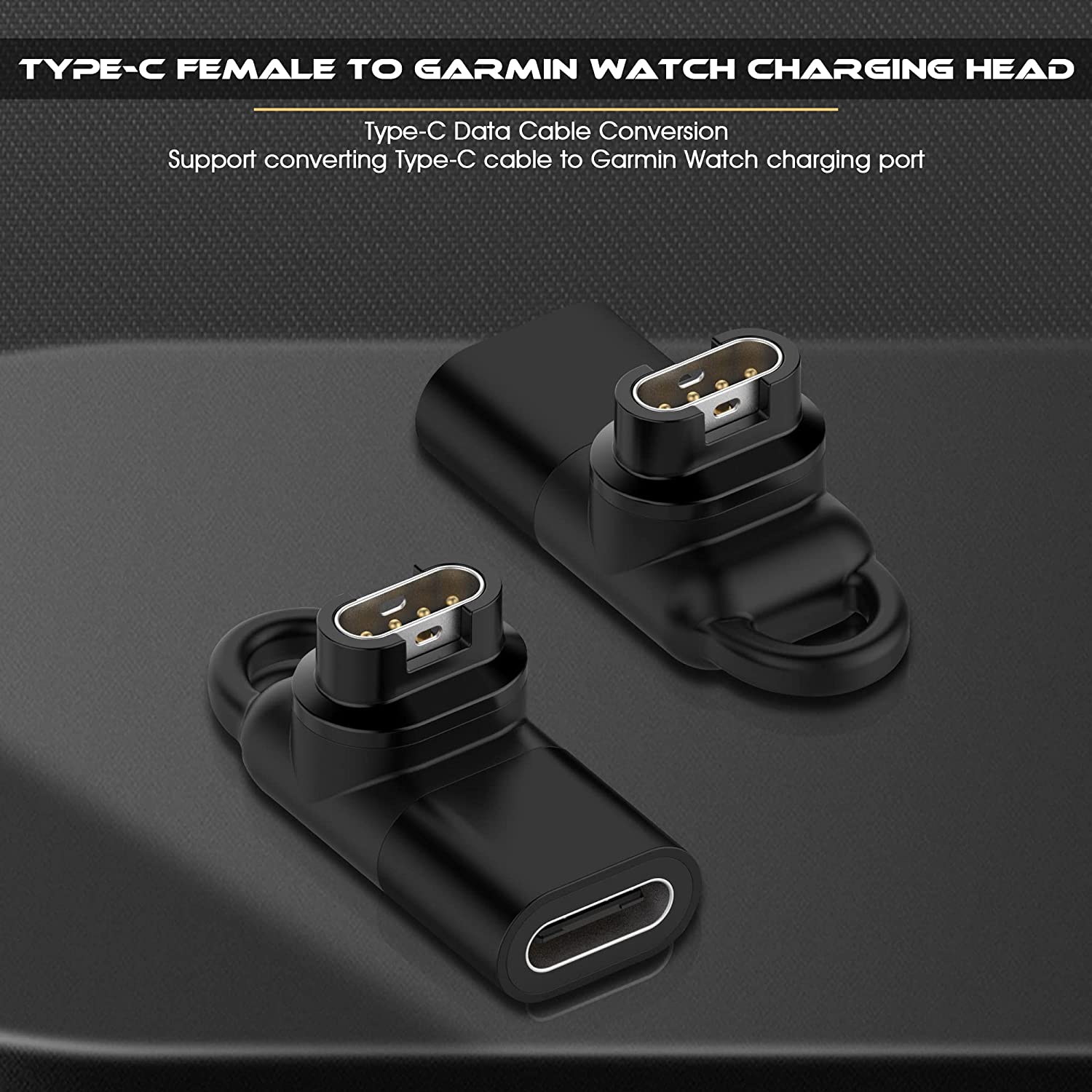 Paquet de 2) Adaptateur USB-C femelle vers Garmin Watch charger connecteur  mâle, accessoires de convertisseur de charge
