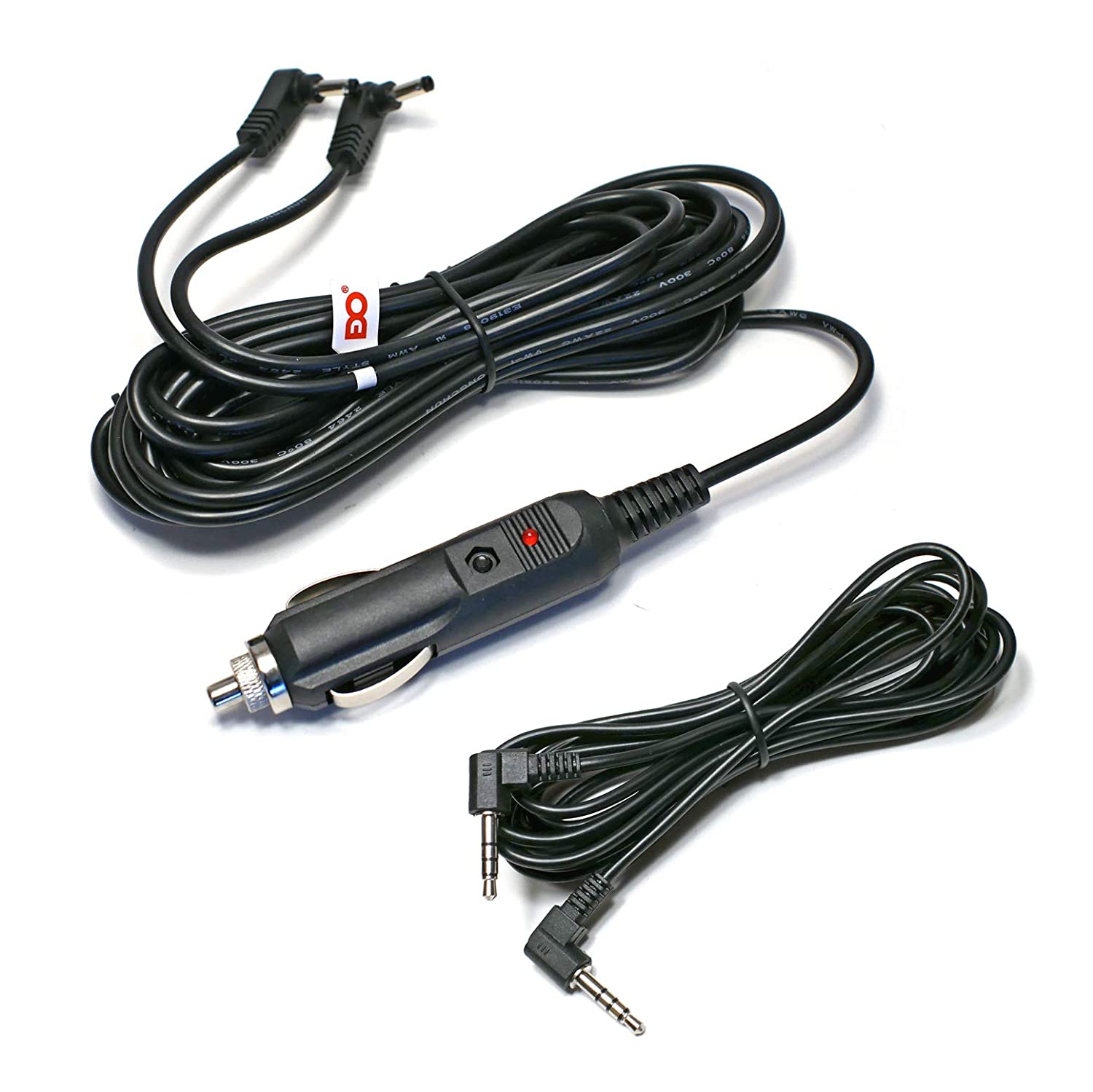 EDO Tech 11 Ft Car Charger Adapter Power Cord & 10 Ft Audio Video Av Cable for Philips Dual Screen Portable DVD player
