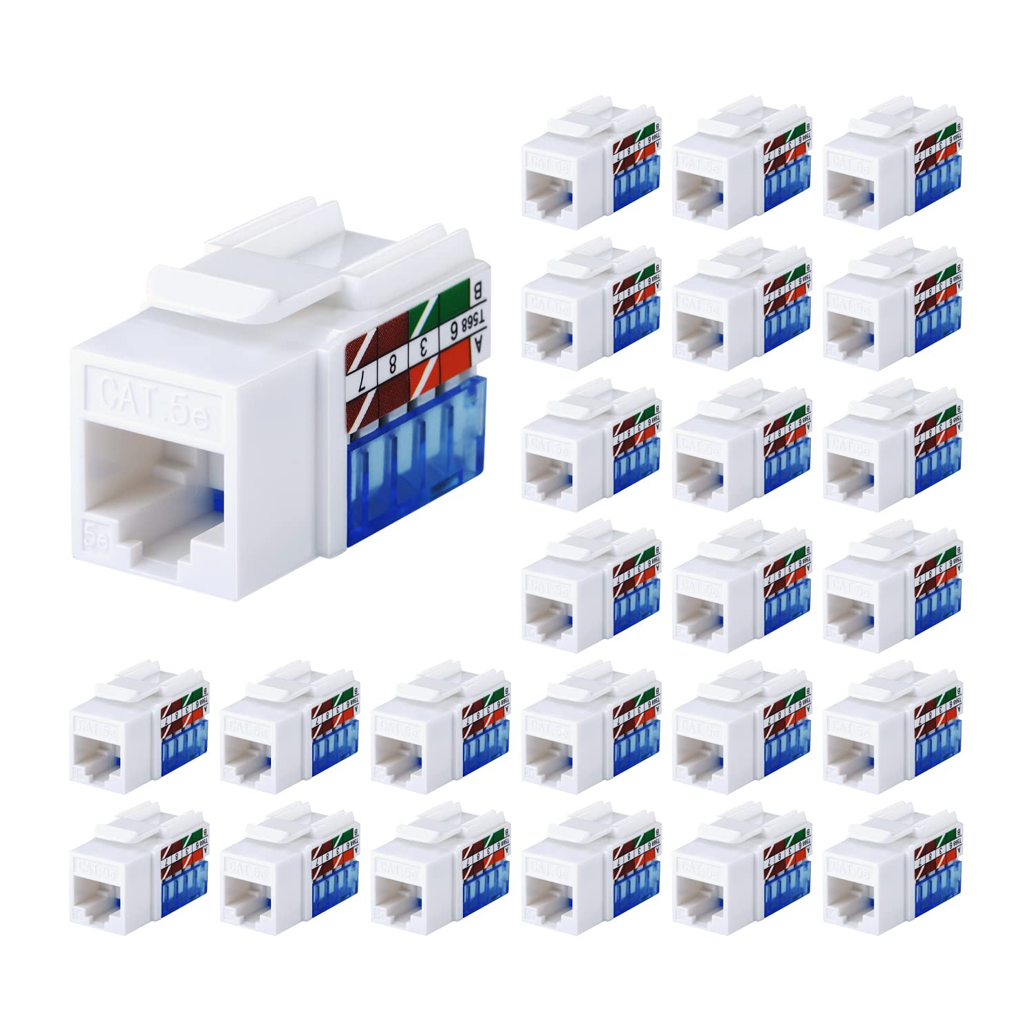 JACKです。 Cat5e RJ45 Keystone Jack 25-Pack 45 Degree, Punch Down