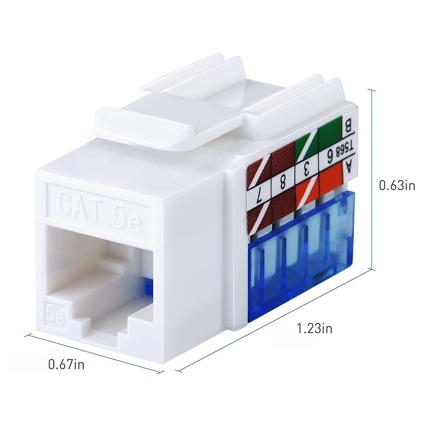 Cat5e RJ45 Keystone Jack 25-Pack 45 Degree, Punch Down Ethernet Wall Jack Insert Coupler, Keystone Jack Adapter UL