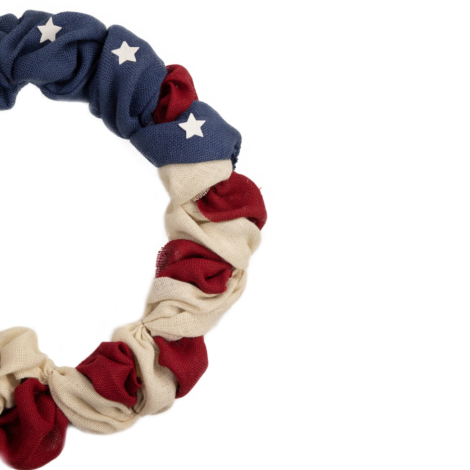 Americana Stars and Stripes Burlap Patriotic Wreath, 20-Inch, Unlit