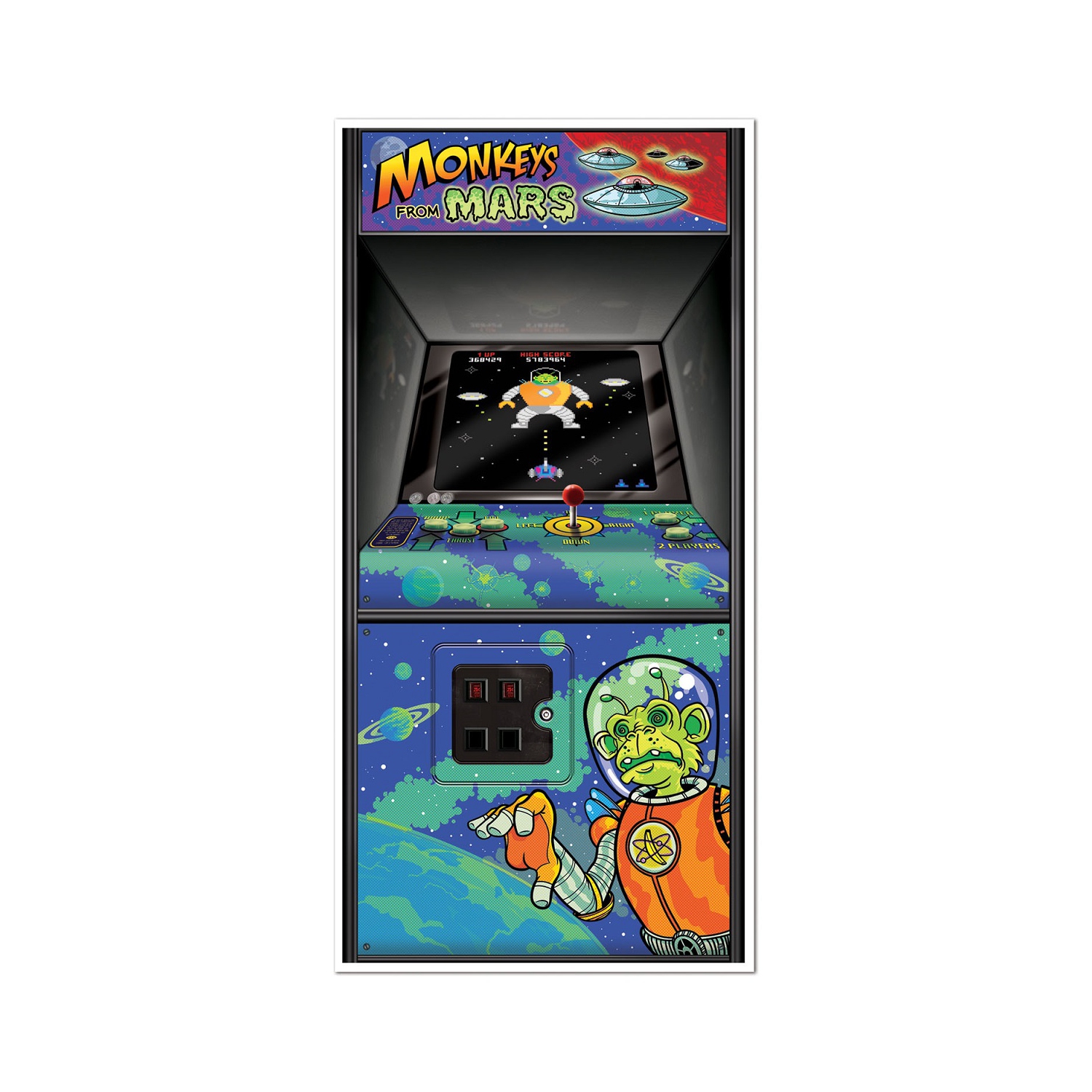 Club Pack of 12 80's Themed Arcade Game Door Cover Party Decorations 5'