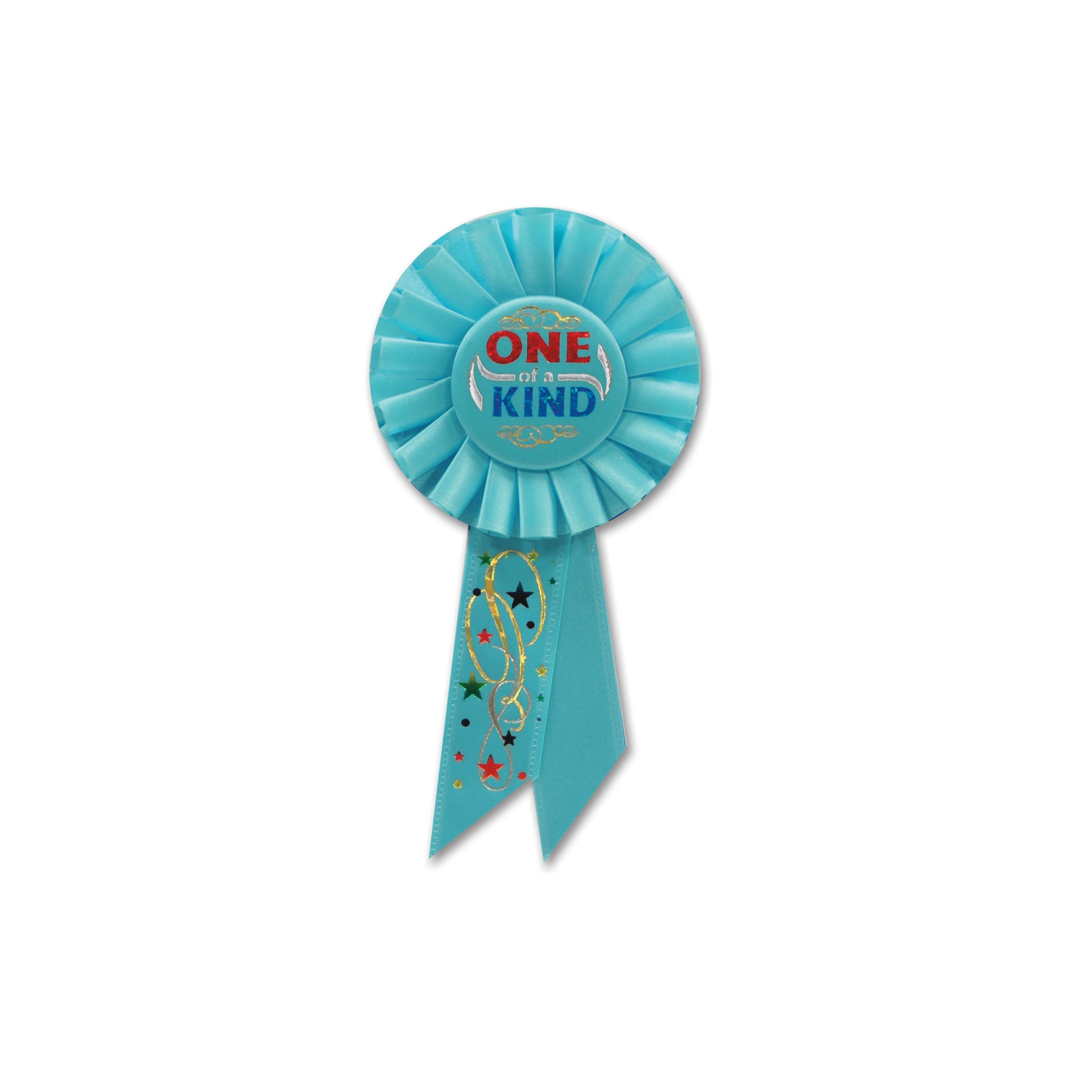 Pack of 6 Aqua Blue “One of a Kind" School and Sports Award Rosette Ribbons 6.5"