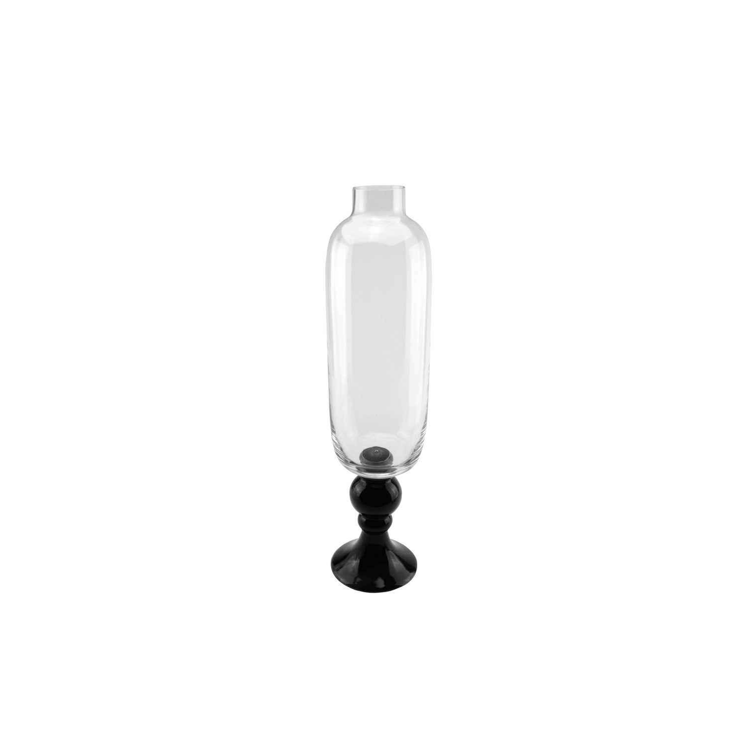 Vase en forme de fleur de 23,5 po en verre transparent et noir de jais