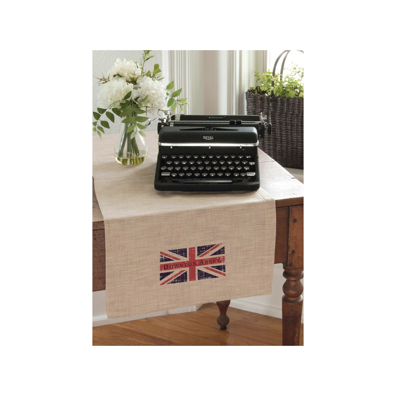 Downton Abbey British Union Jack Natural Beige Decorative Table Runner 16" x 48"