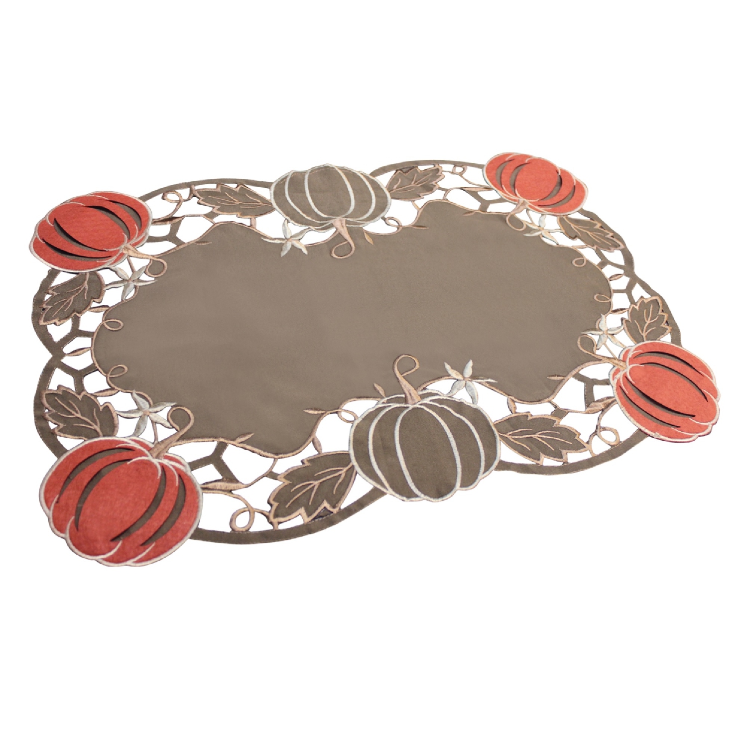 Set of 6 Brown and Orange Fall Harvest Pumpkins Placemats 18"