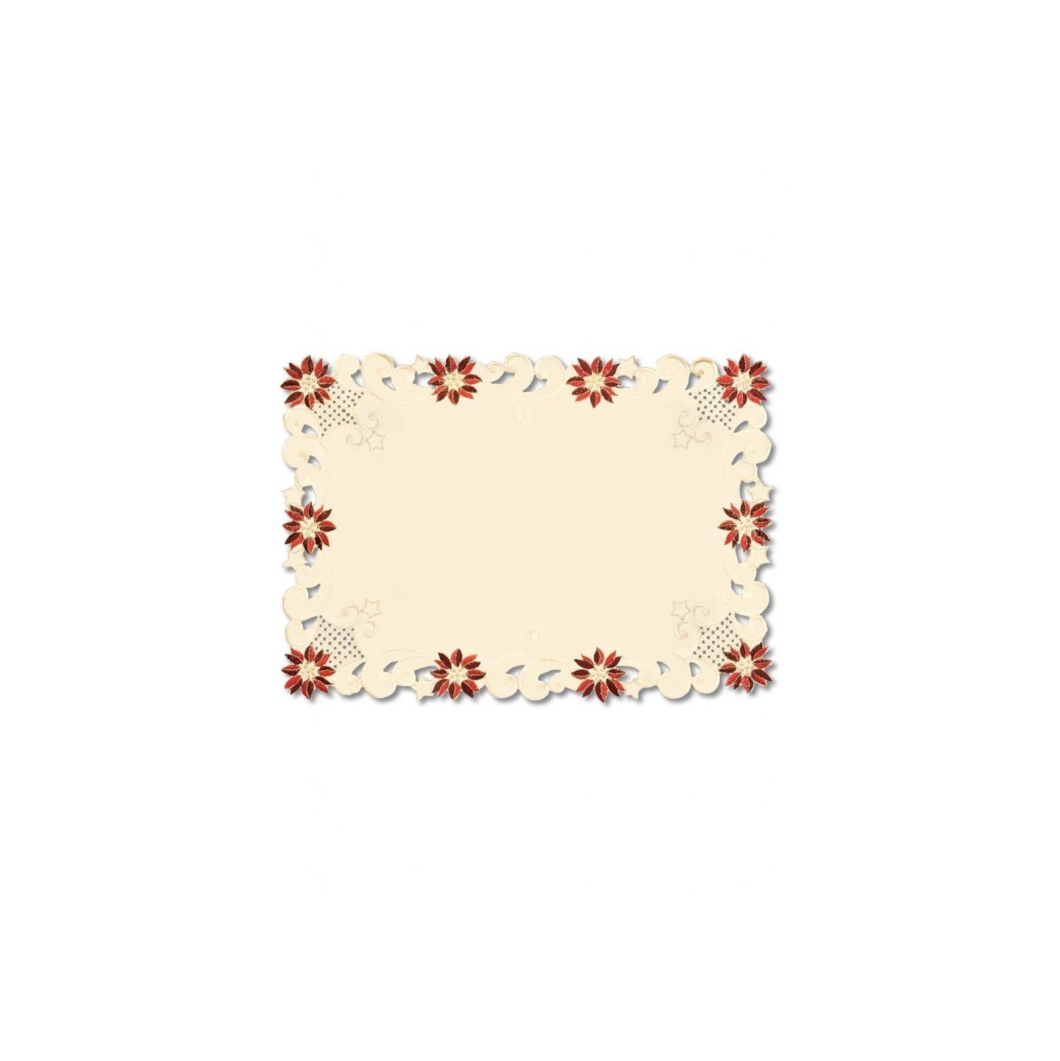 Set of 4 Noel Glow Decorative Embroidered Floral Christmas Table Placemats 14" x 20"