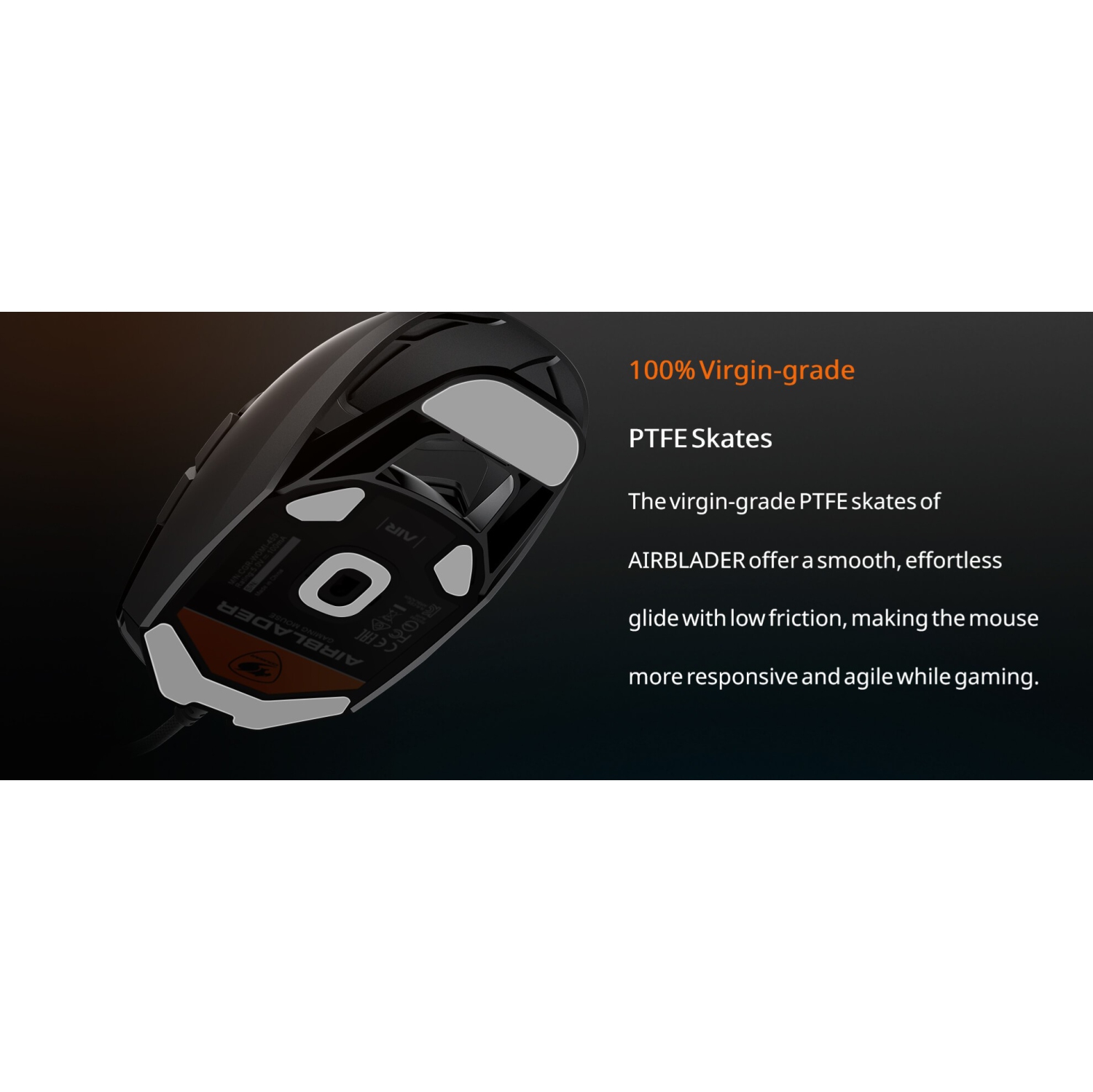 Cougar Air Blader Gaming Mouse, Ergonomic Design, Lightweight 65g, PMW3389 Sensor, 2KHz Polling Rate, Black