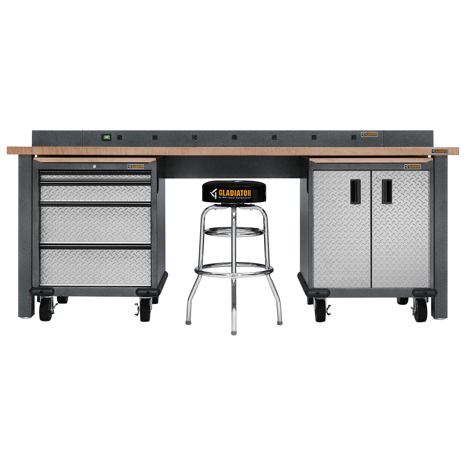 Barre d'alimentation à 9 prises de 1,8 m pour établi de Gladiator - Gris