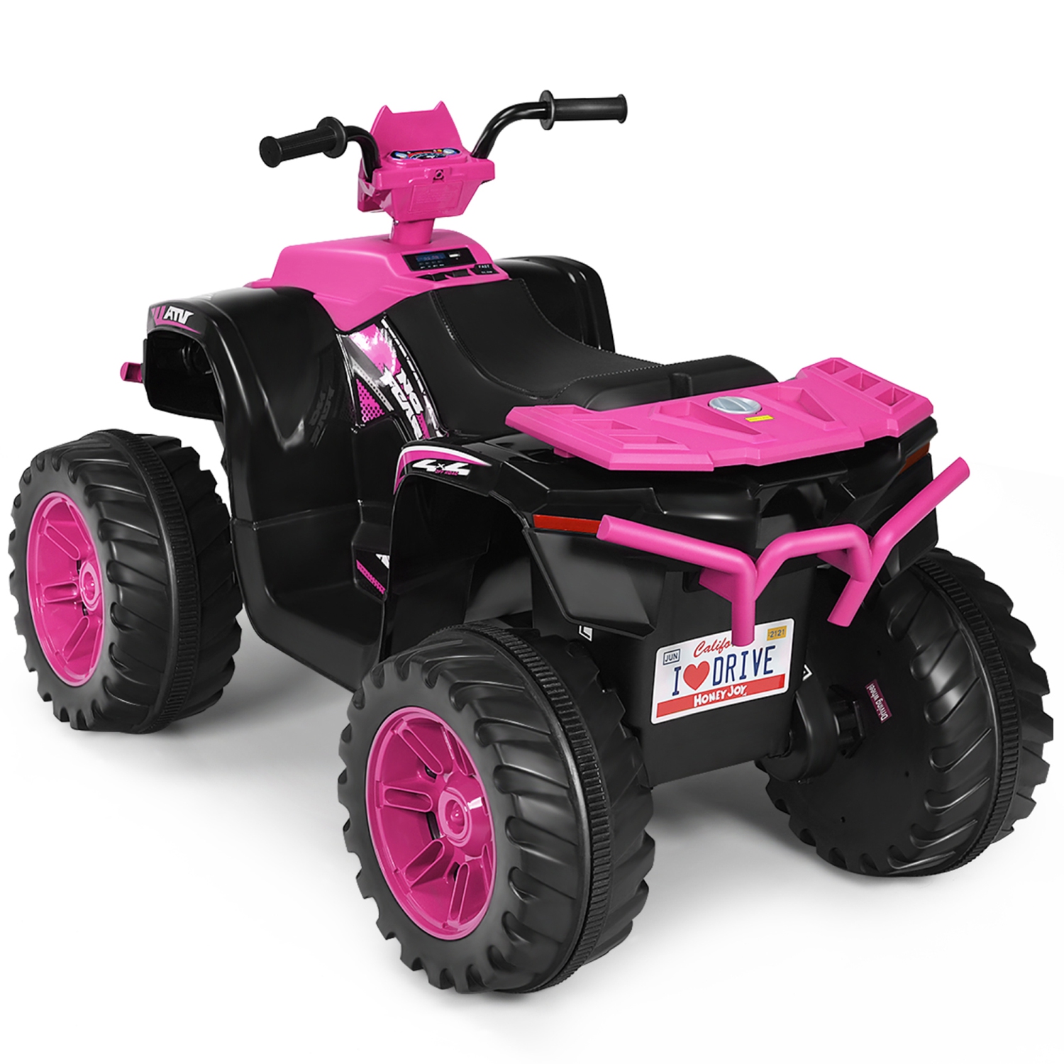 Gymax 12V Electric Kids Ride On Car ATV 4-Wheeler Quad w/ Music LED Light Pink