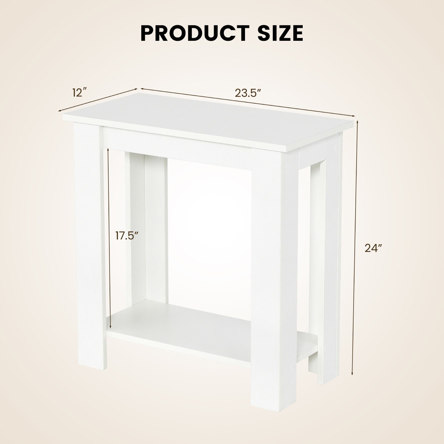 Gymax 2-Tier End Table Modern Sofa Bedside Table Compact Nightstand with Storage Shelf