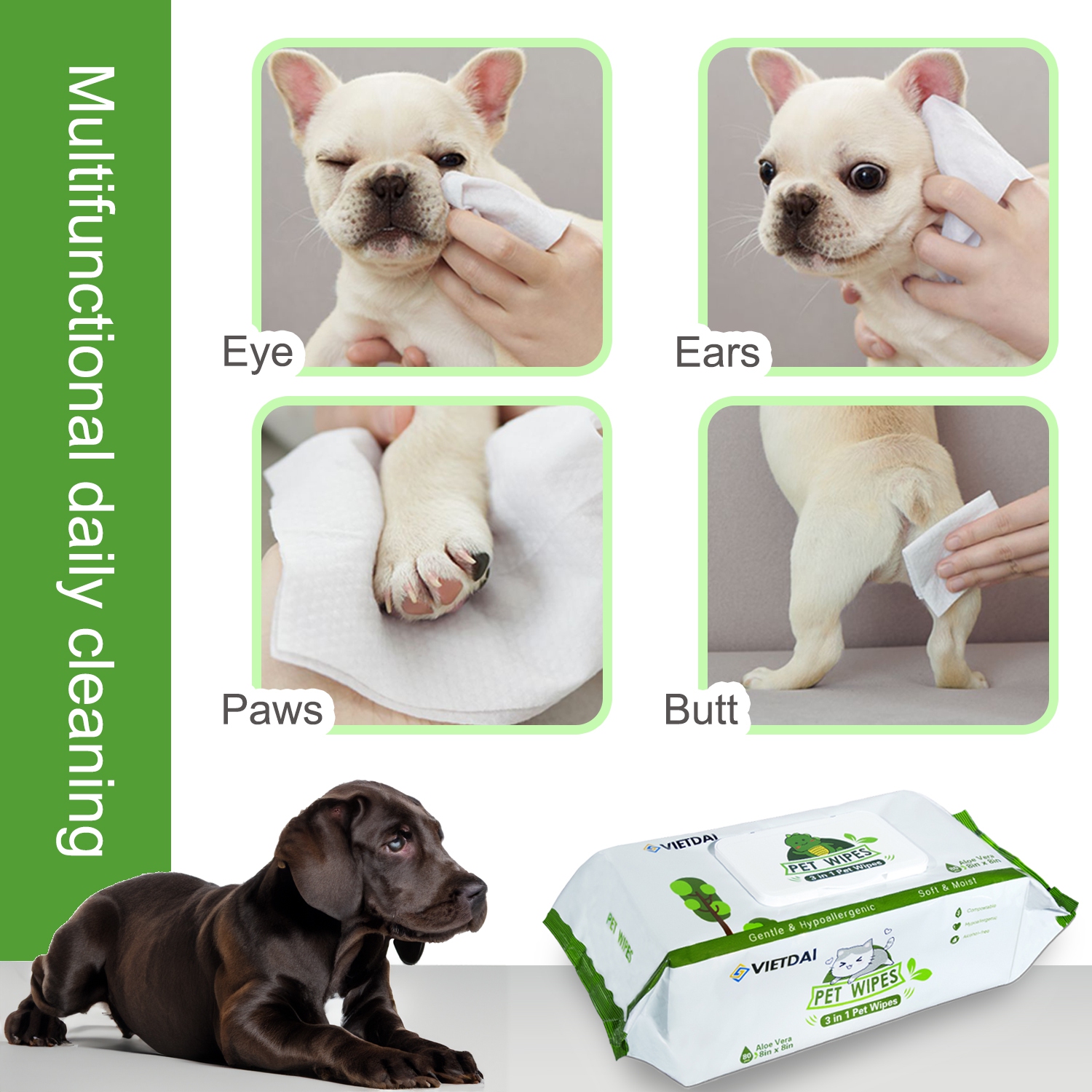 VIETDAI WIPES 80 Dog Grooming Wipes