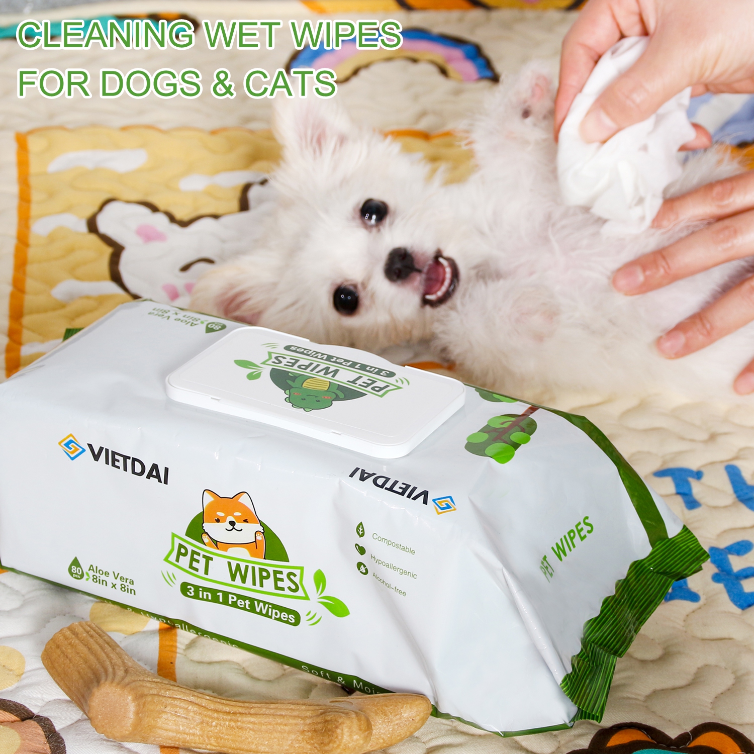 VIETDAI WIPES 80 Dog Grooming Wipes