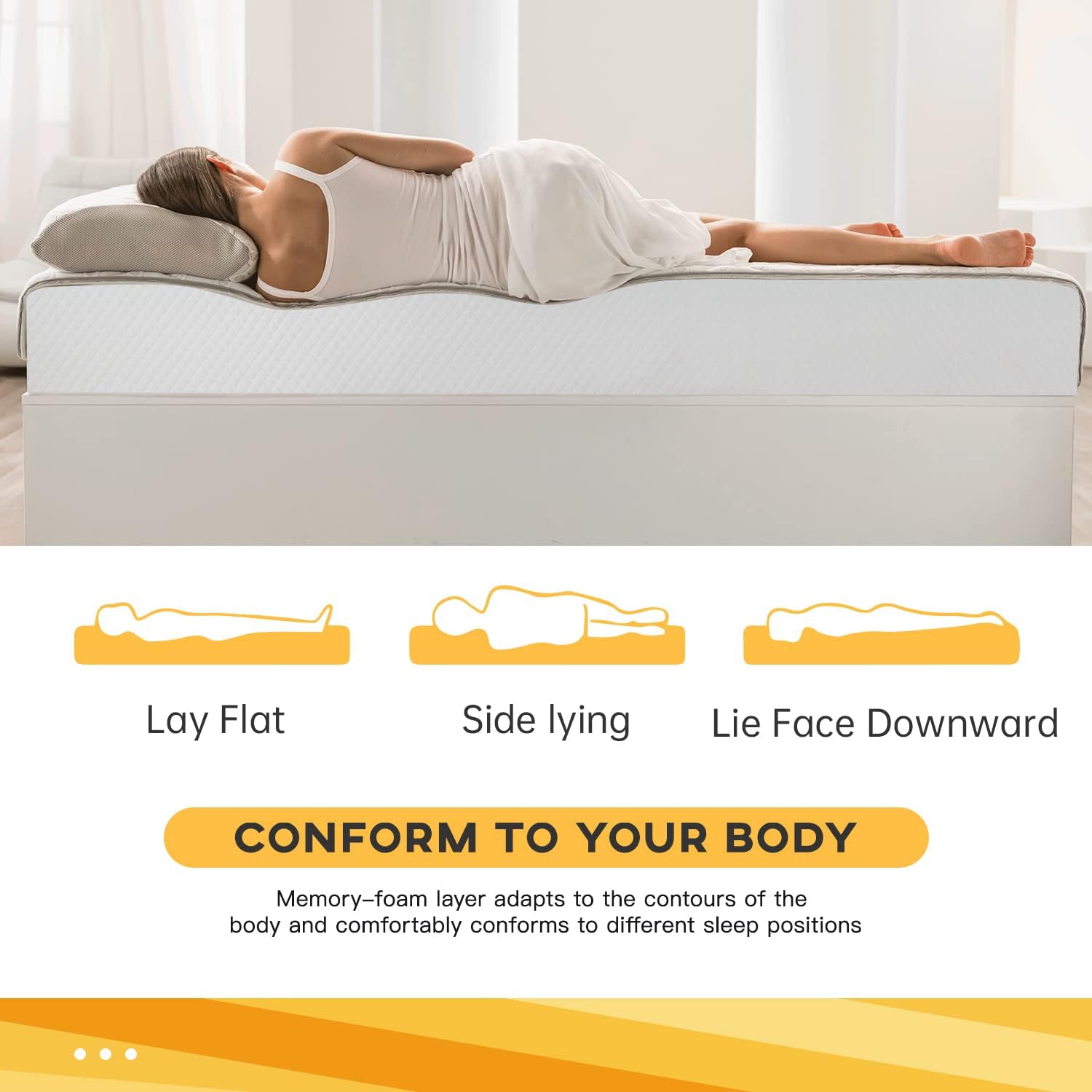 Mattress, Memory Foam Mattress 8 Inch Gel Mattress King for Cool Sleep Pressure Relief, Medium Firm King Mattress CertiPUR-US