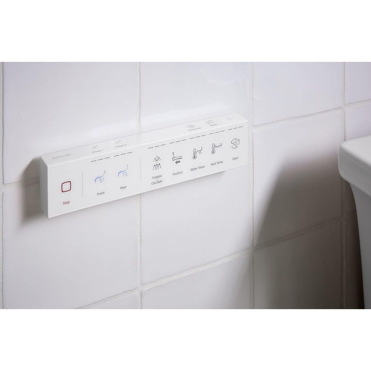 Kohler K-8298-CR-0 C3 455 siège de toilette chauffant à grand coussin, blanc avec télécommande, couvercle à fermeture silencieuse, désodorisant