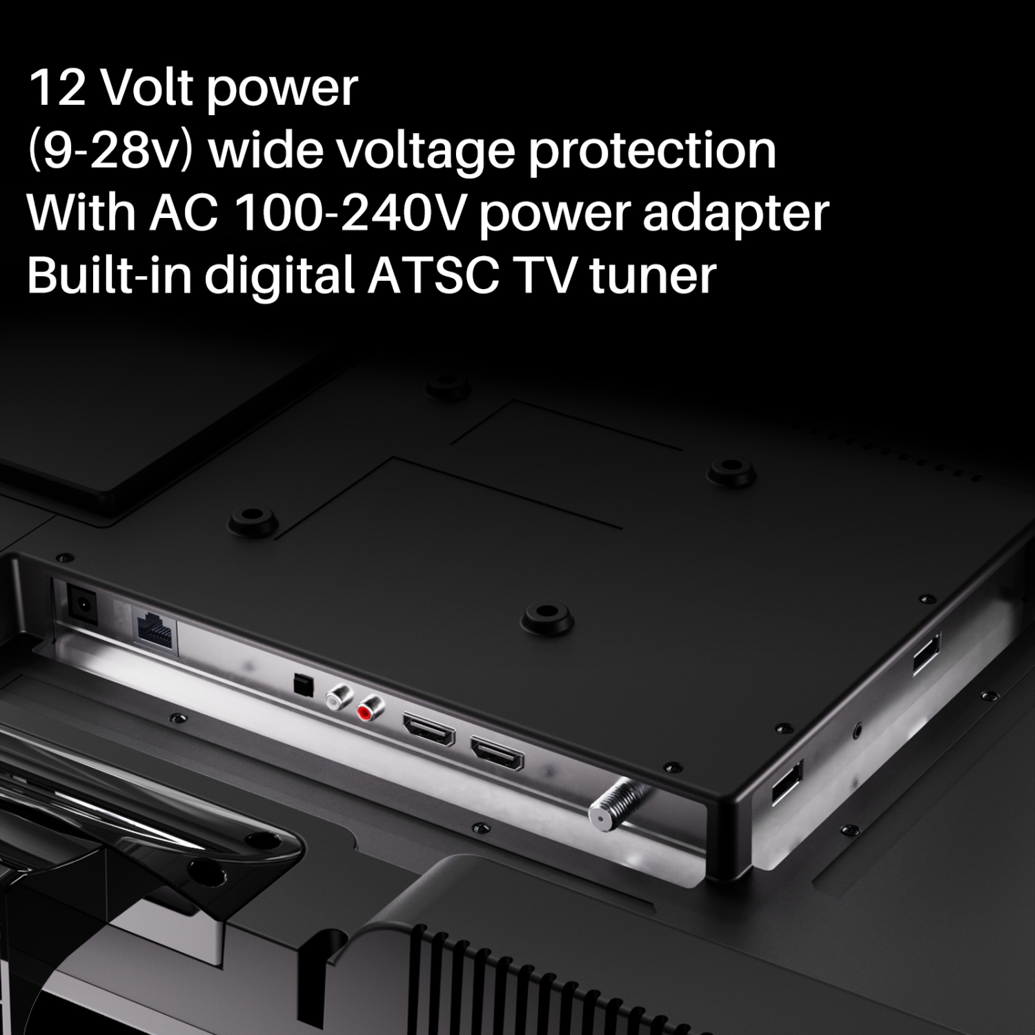 SYLVOX 27 inch Smart RV TV, 12 Volt TV with Built-in DVD Player, 1080P FHD Android TV Free Download APPs, Support WiFi Bluetooth, 2 HDMI & 2 USB,