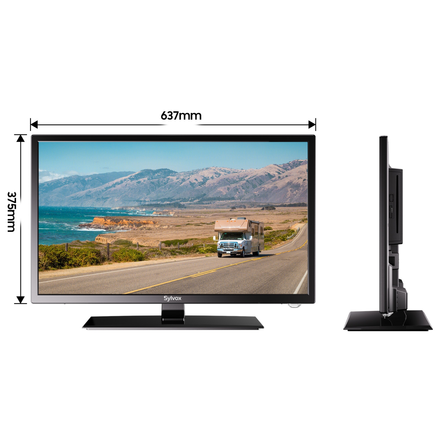 SYLVOX 27 inch Smart RV TV, 12 Volt TV with Built-in DVD Player, 1080P FHD Android TV Free Download APPs, Support WiFi Bluetooth, 2 HDMI & 2 USB,
