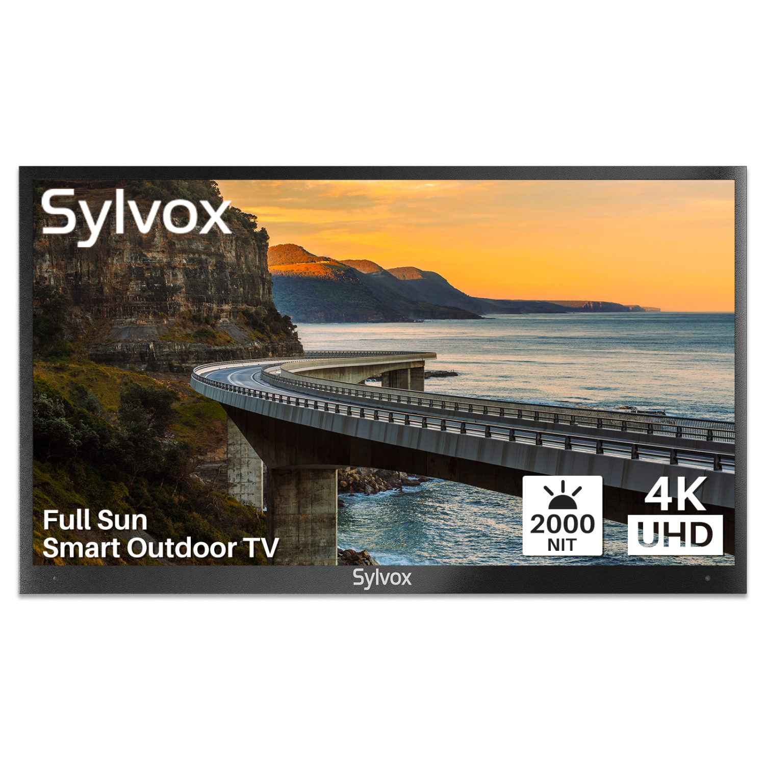 SYLVOX 65" Outdoor TV, 2000 nits Full Sun Outdoor Smart TV, IP55 Waterproof, Built-in Apps, Support Bluetooth & 2.4G WiFi (Pool Series)