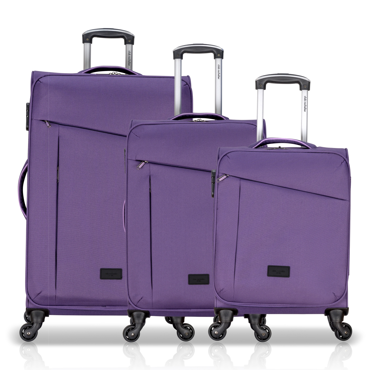 ENSEMBLE DE 3 valises souples avec poignées contrastantes de Club Rochelier - Violet/Lilas