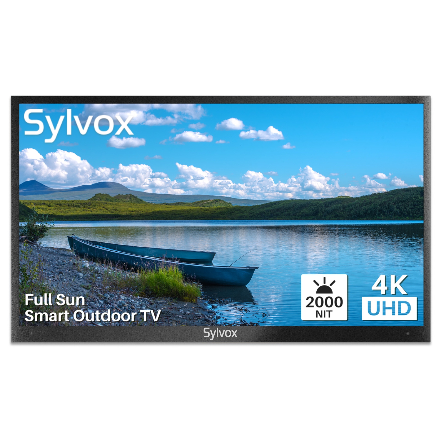 SYLVOX 75 inch Outdoor TV 2000 nits Full Sun Outdoor Smart TV, 4K UHD TV, IP55 Weatherproof, Built-in Apps, Support Bluetooth & 2.4G WiF