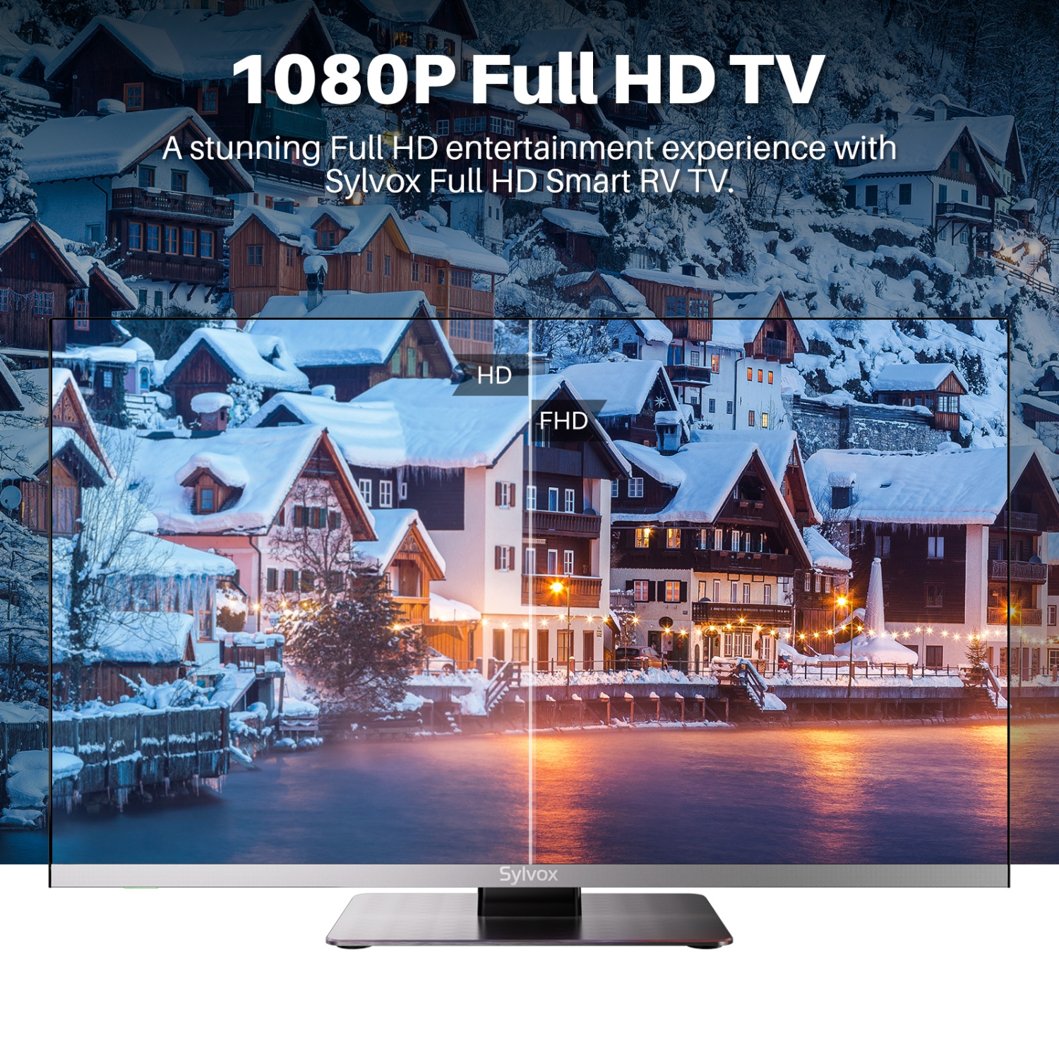 SYLVOX Smart RV TV, 22 inch 12 volt TV with Built-in DVD Player, Small Television for RV Camper, 1080P FHD Android TV, APP Store, Voice Assistant,