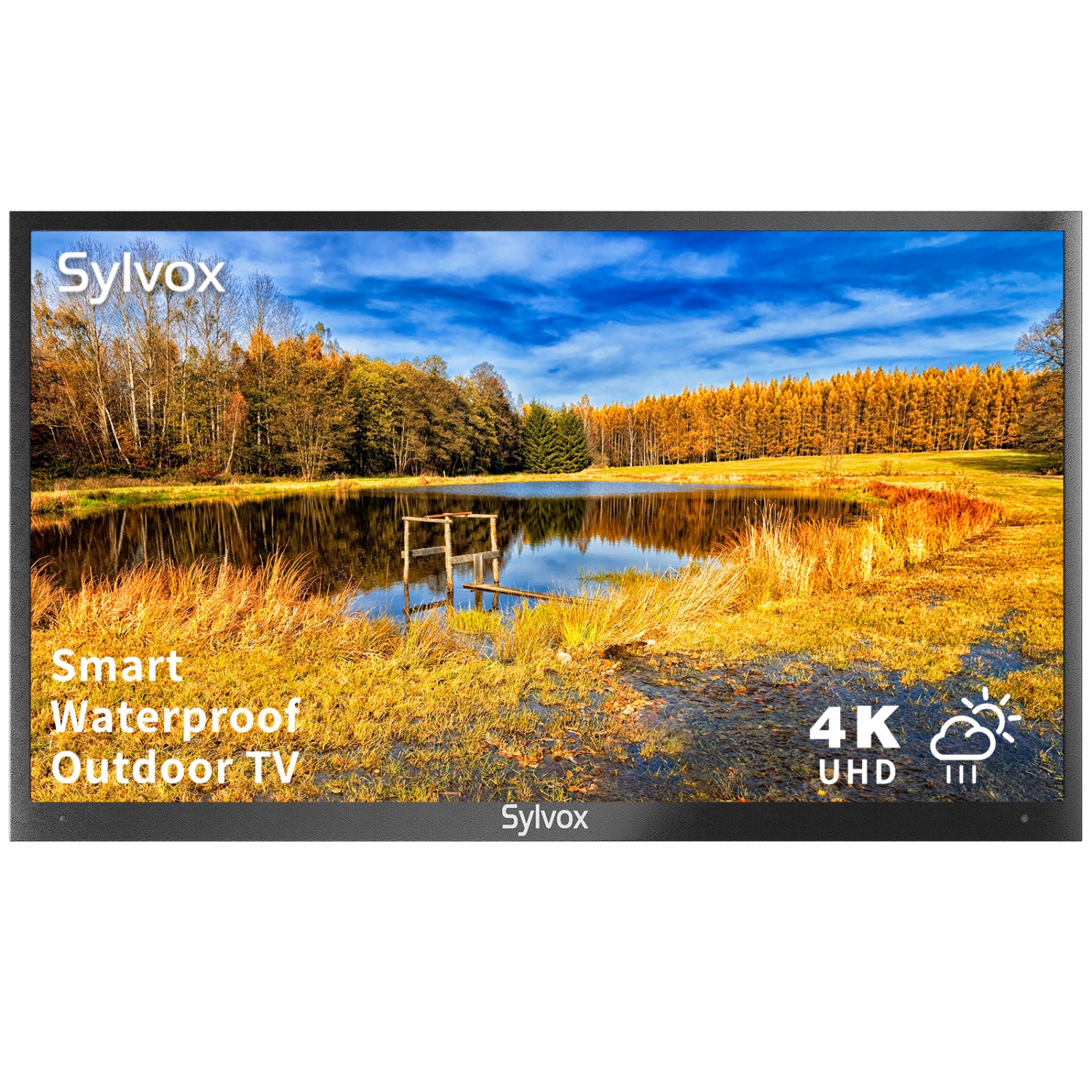 SYLVOX 43 inch Outdoor TV Deck Serise 4K UHD Waterproof Outdoor Smart Television Dual Speakers Bluetooth & 2.4G WiFi 1000nits Suitable for Partial Sun Deck Serise