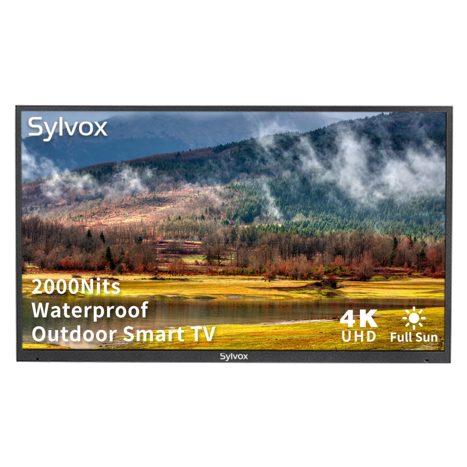 SYLVOX 43" Outdoor TV, 2000 nits Full Sun Outdoor Smart TV, IP55 Waterproof, Built-in Apps, Support Bluetooth & 2.4G WiFi (Pool Series)