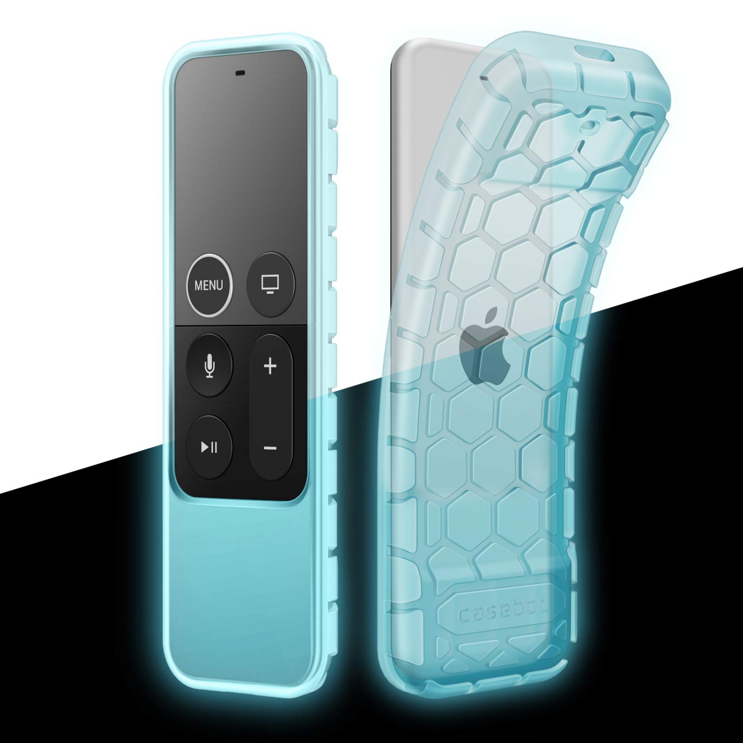 Étui de protection pour Apple TV 4K/télécommande Siri HD - couvercle en silicone antidérapant léger Honey comb pour Apple TV 4K 5th/télécommande Siri