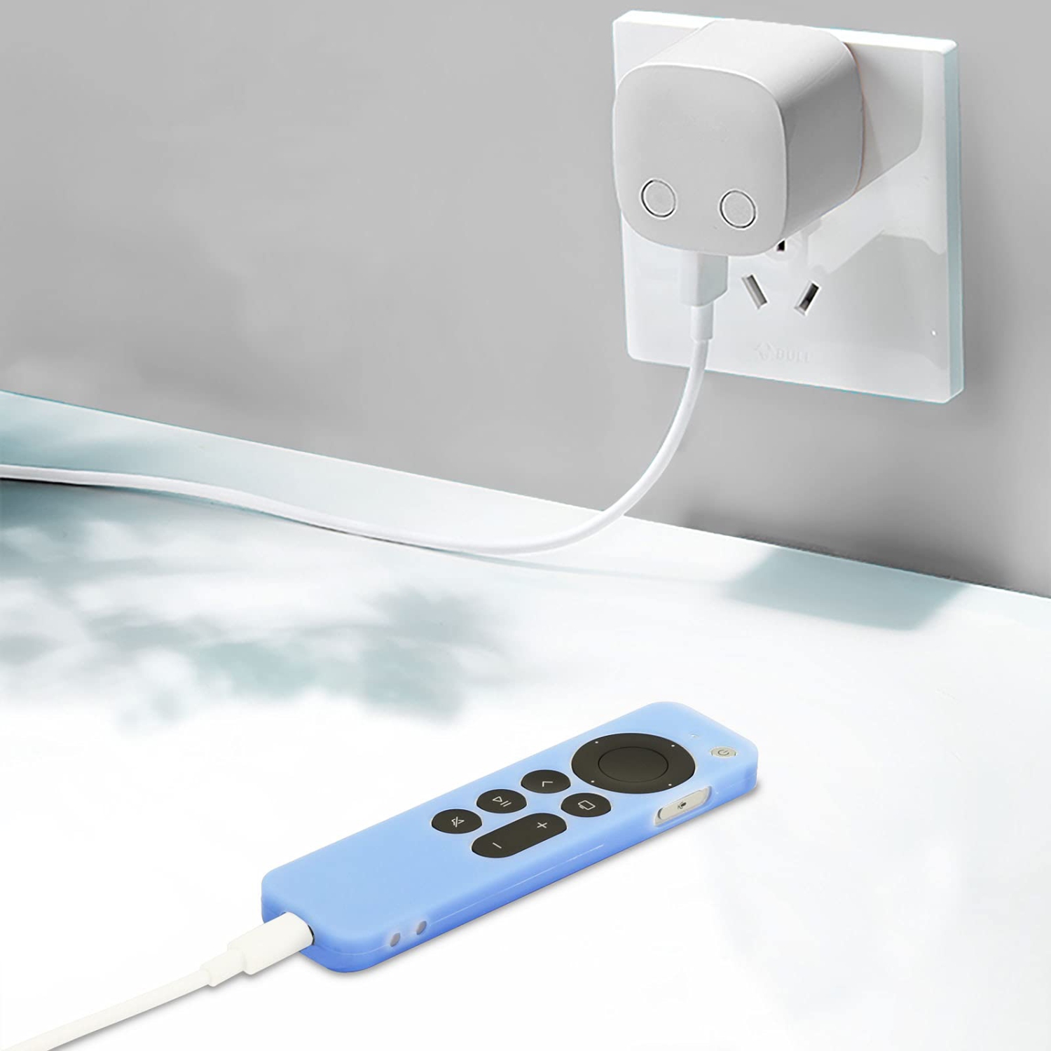 Étui de rechange bleu Glow pour nouveau Apple TV 4K de série 2021 de 6 génération/télécommande de 6th génération, habillage en silicone Siri 2nd