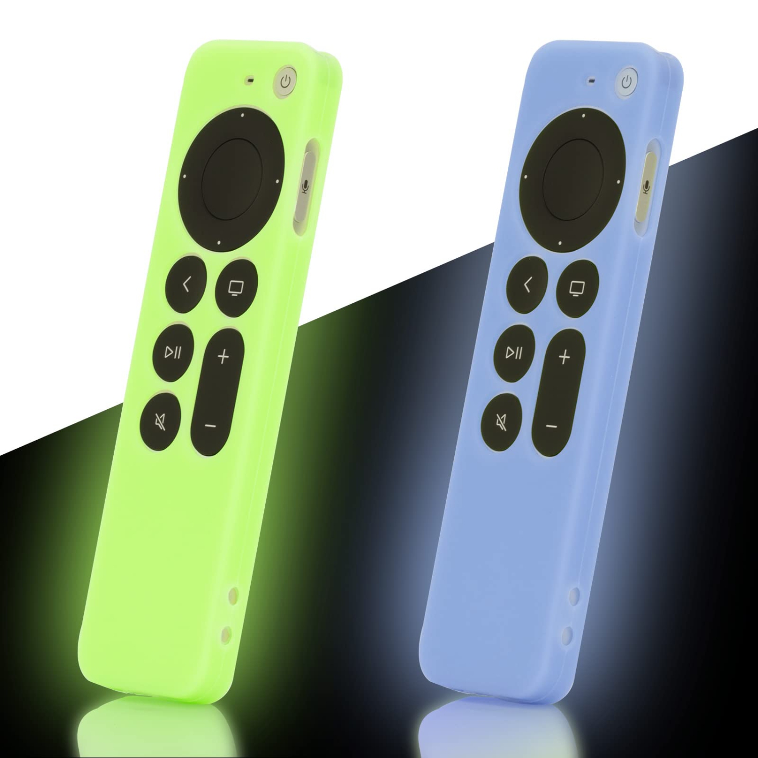 Cases for Apple TV Remote Case 4K Siri Remote 2nd Gen 2021/ 3rd Gen 2022 - Cover Skin for Apple TV Remote Control 2-Pack Green and Blue Glow in Dark