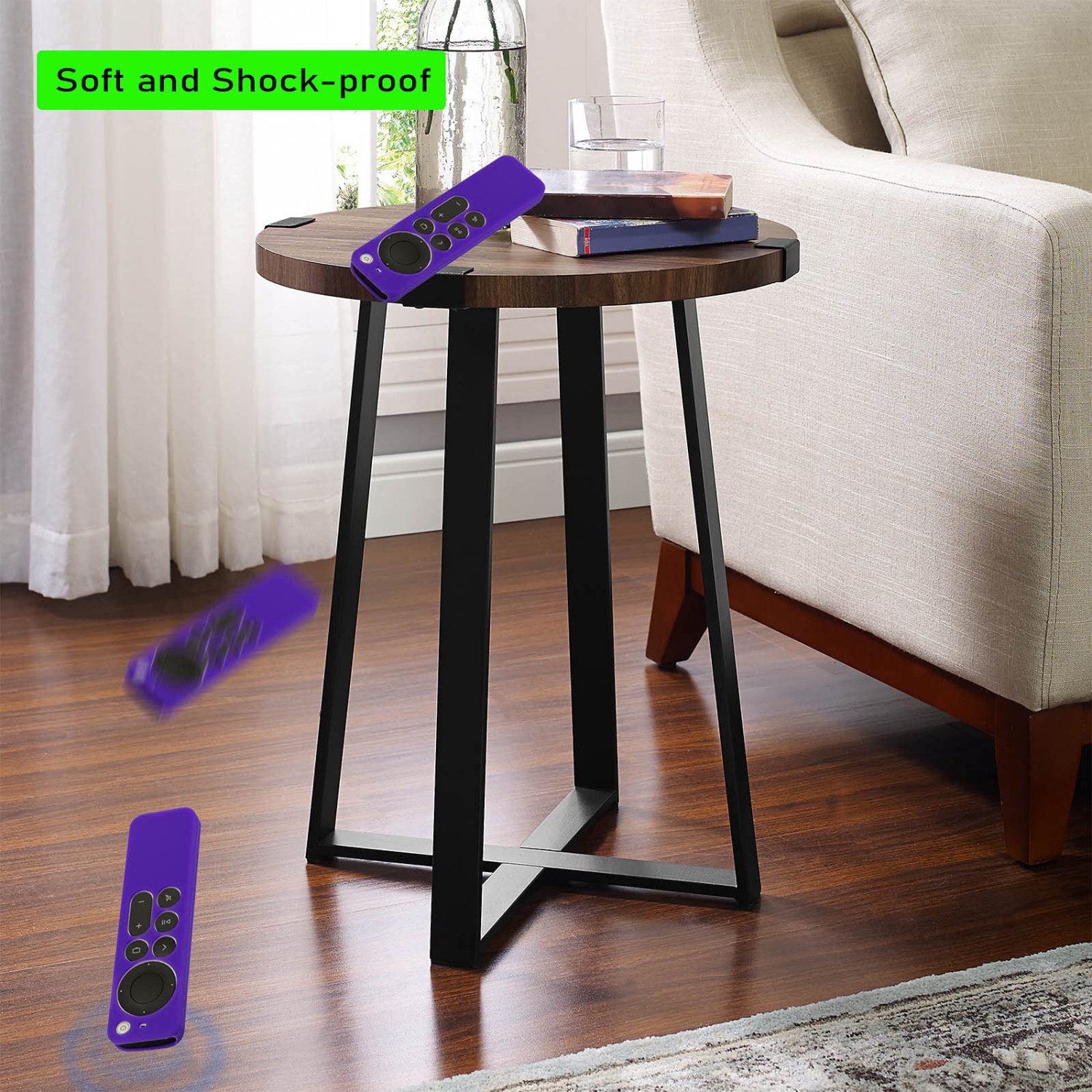 Étui de rechange violet pour nouvelle Apple 4K TV Série 2021 Télécommande 6 génération / 6th génération, protecteur d'écran en silicone avec cordon