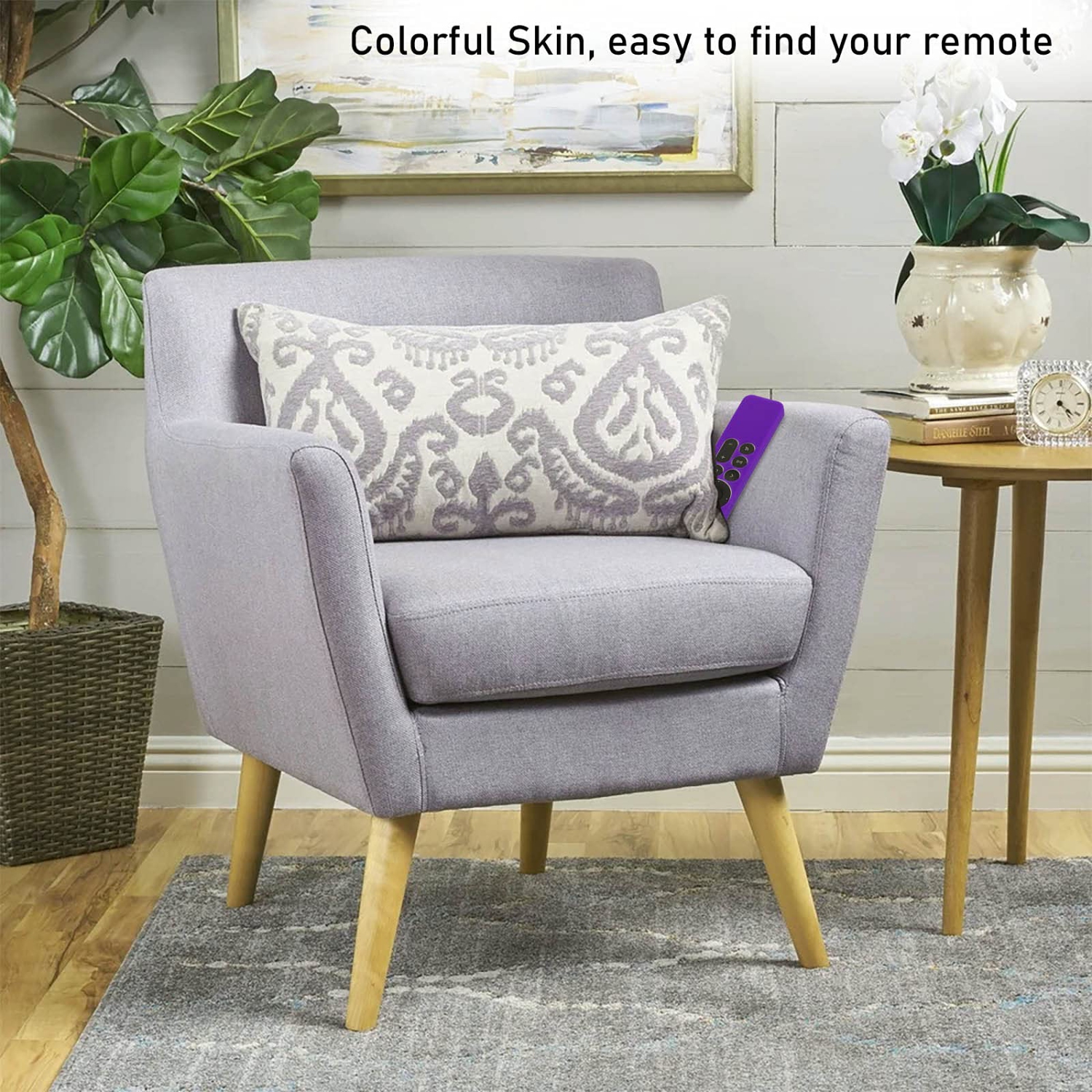 Étui de rechange violet pour nouvelle Apple 4K TV Série 2021 Télécommande 6 génération / 6th génération, protecteur d'écran en silicone avec cordon